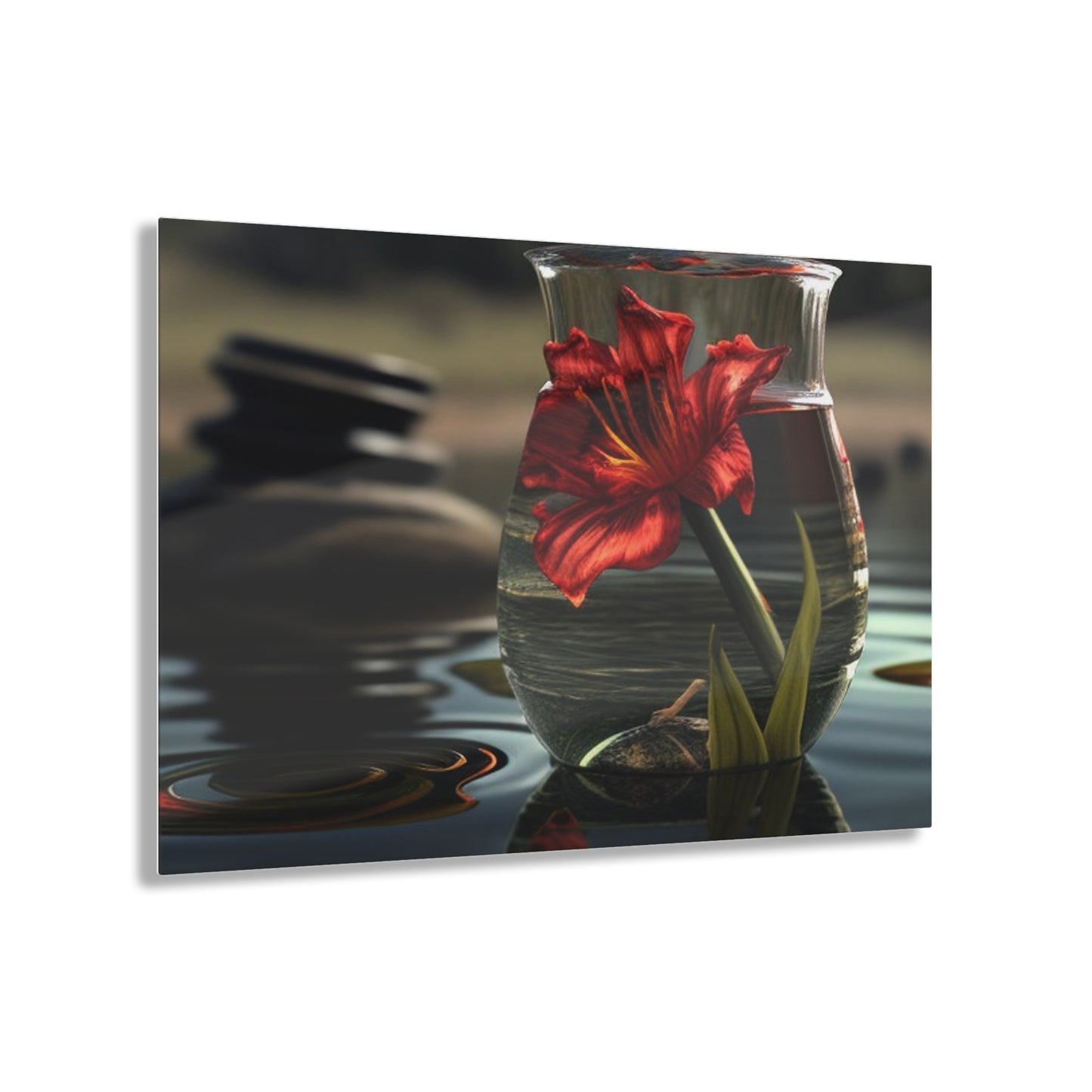 Acrylic Prints Red Lily in a Glass vase 4