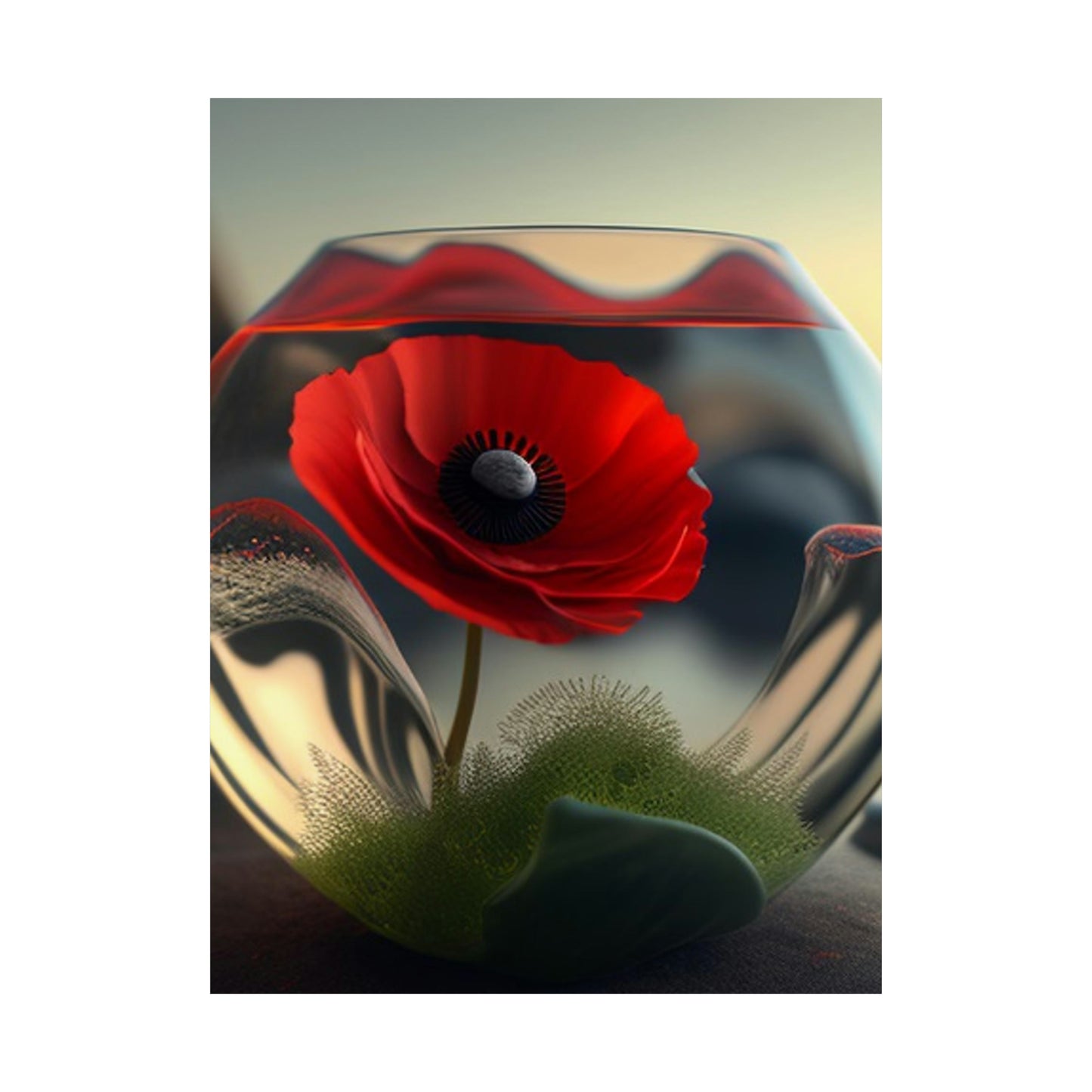 Premium Matte Vertical Posters Red Anemone in a Vase 3