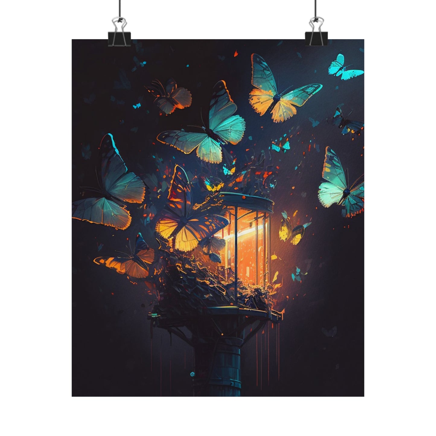 Premium Matte Vertical Posters Street Light Butterfly 1