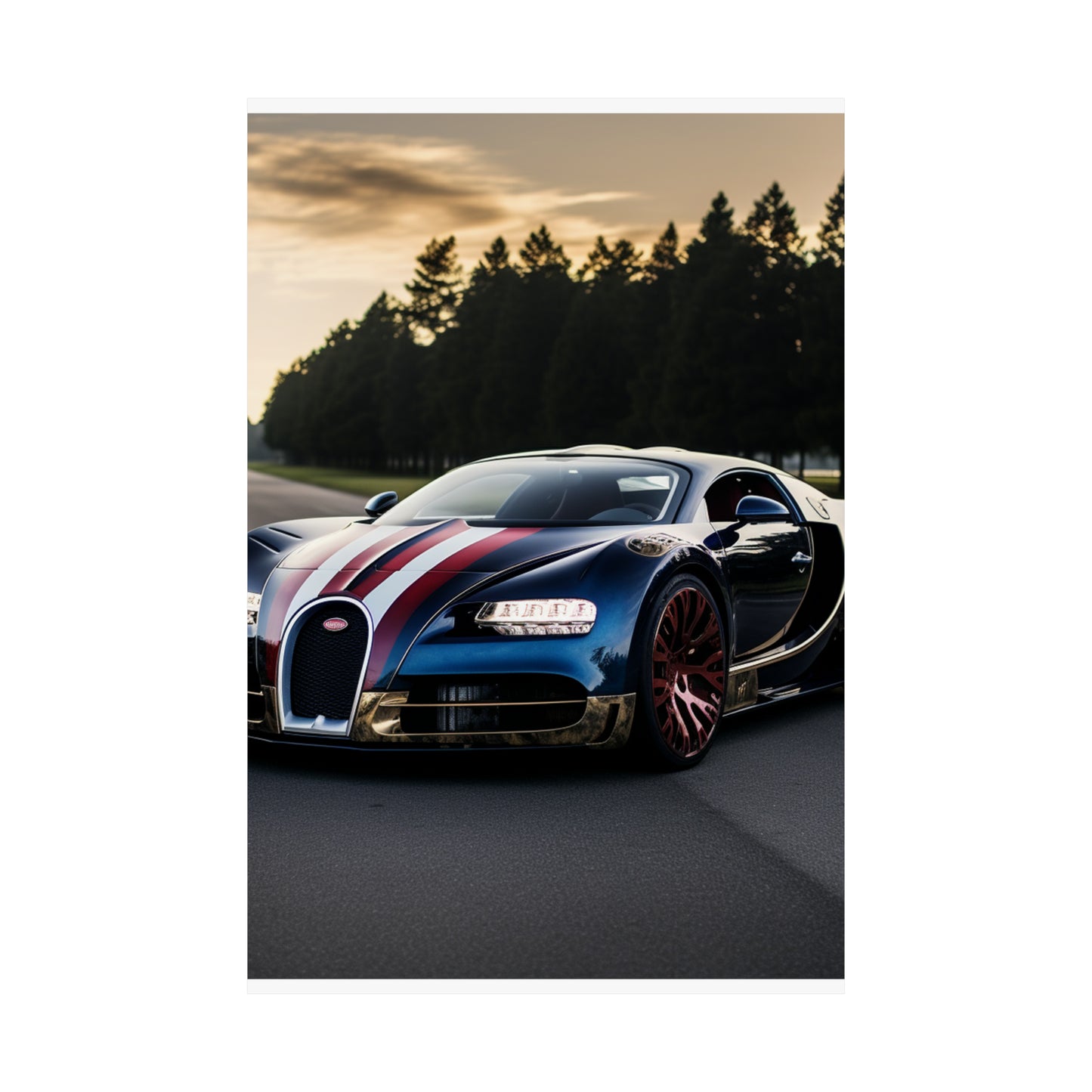 Premium Matte Vertical Posters Bugatti Flag American 1