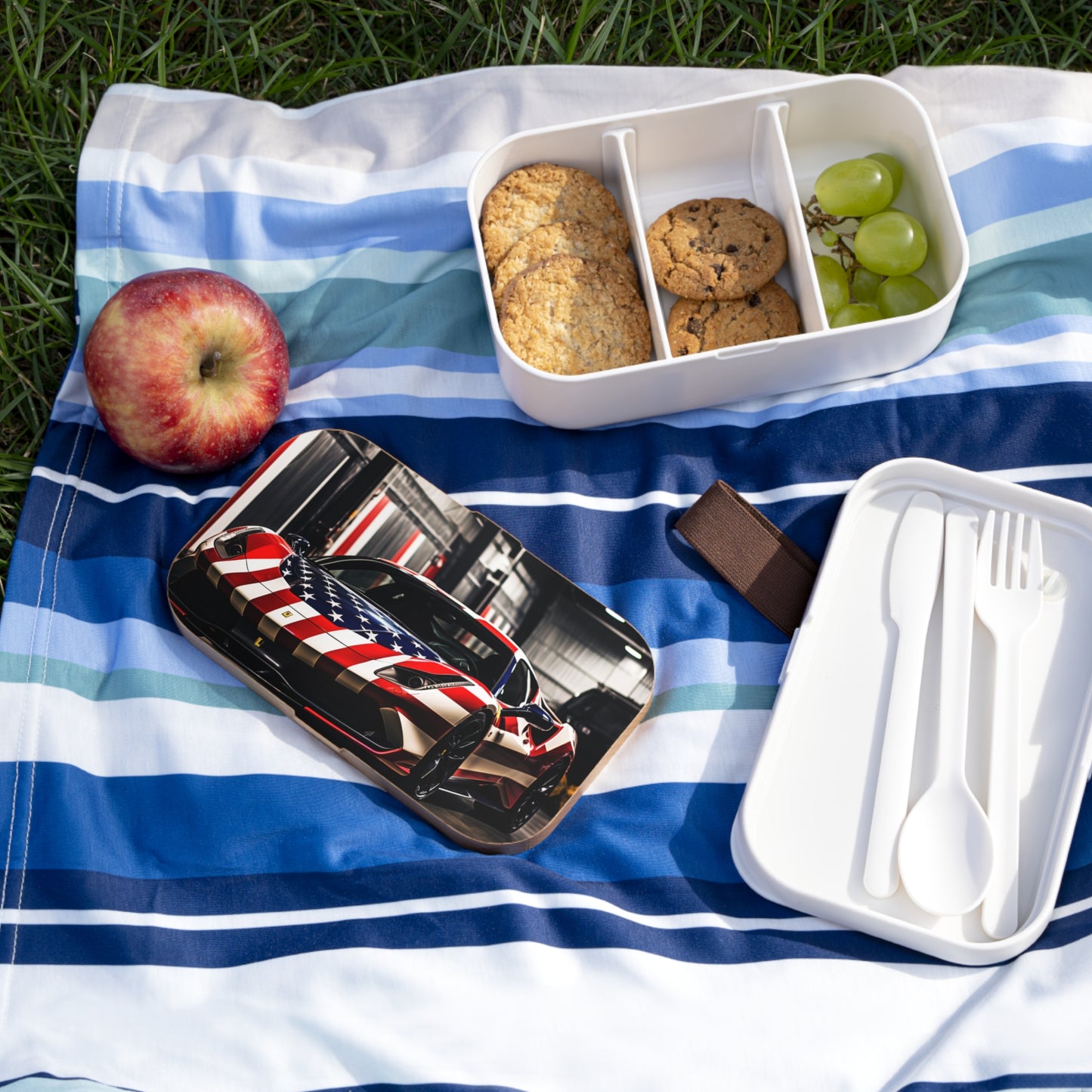 Bento Lunch Box American Flag Farrari 3