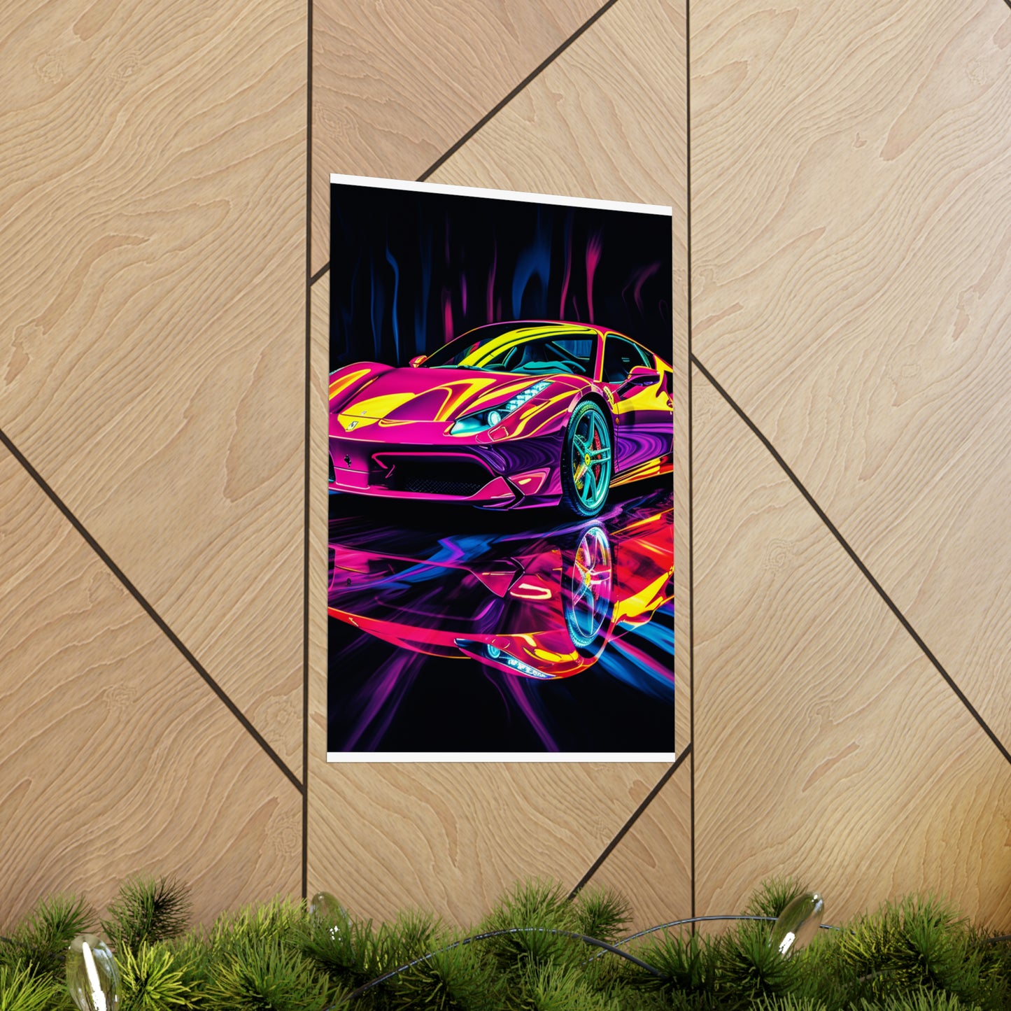 Premium Matte Vertical Posters Pink Ferrari Macro 2