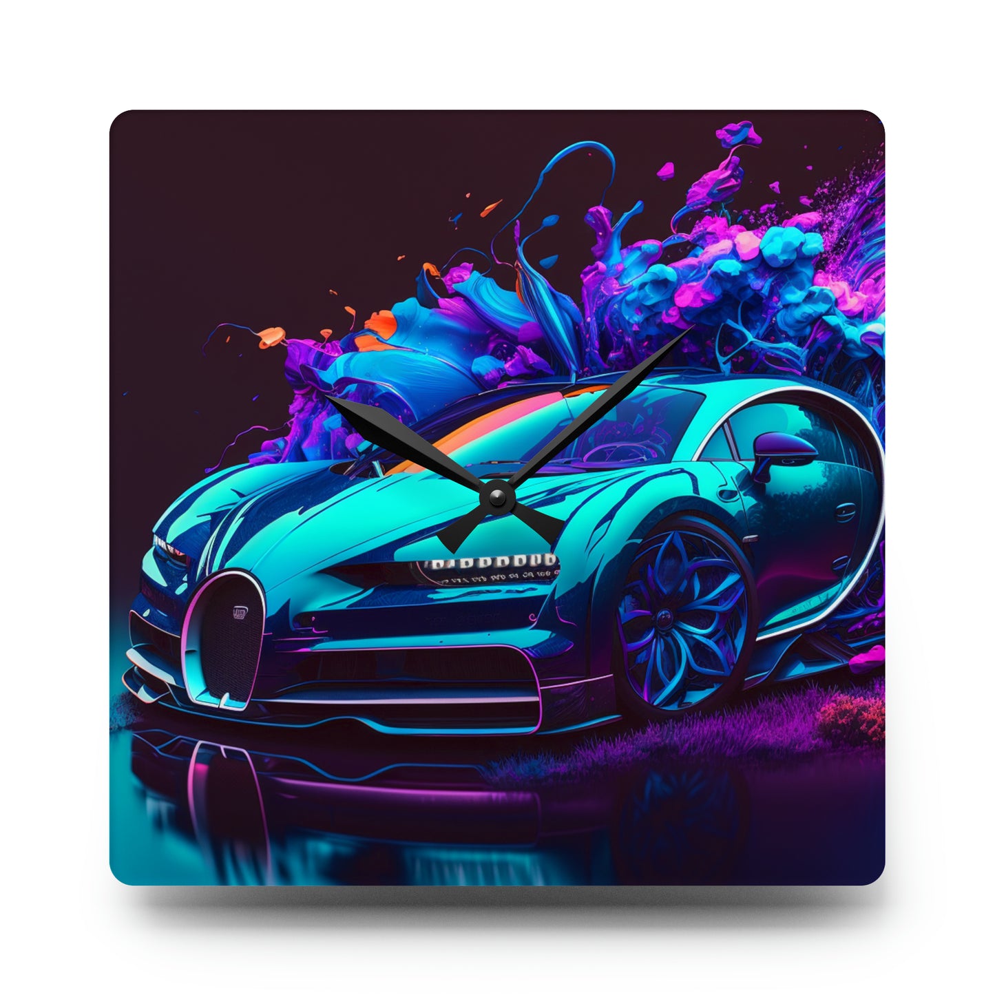 Acrylic Wall Clock Bugatti Neon Chiron 3