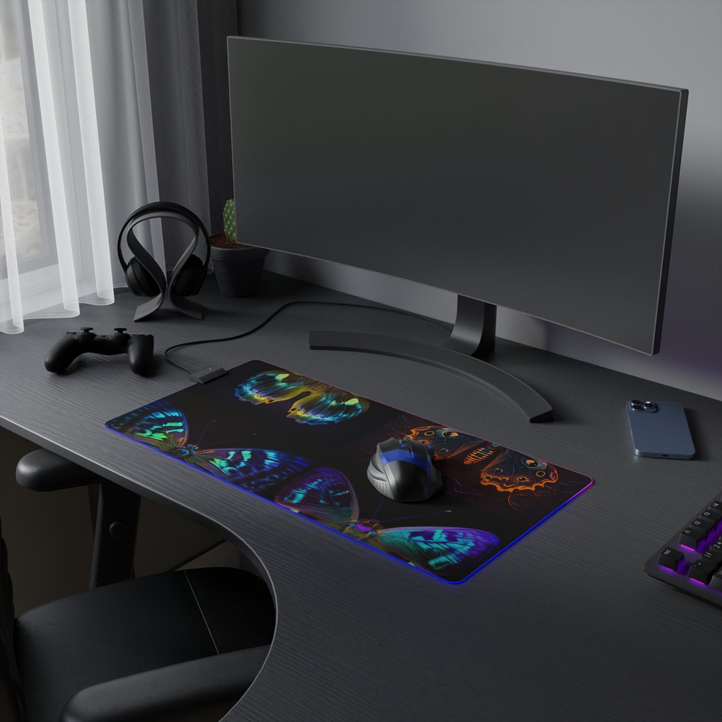 LED Gaming Mouse Pad Neon Hue Butterfly 5