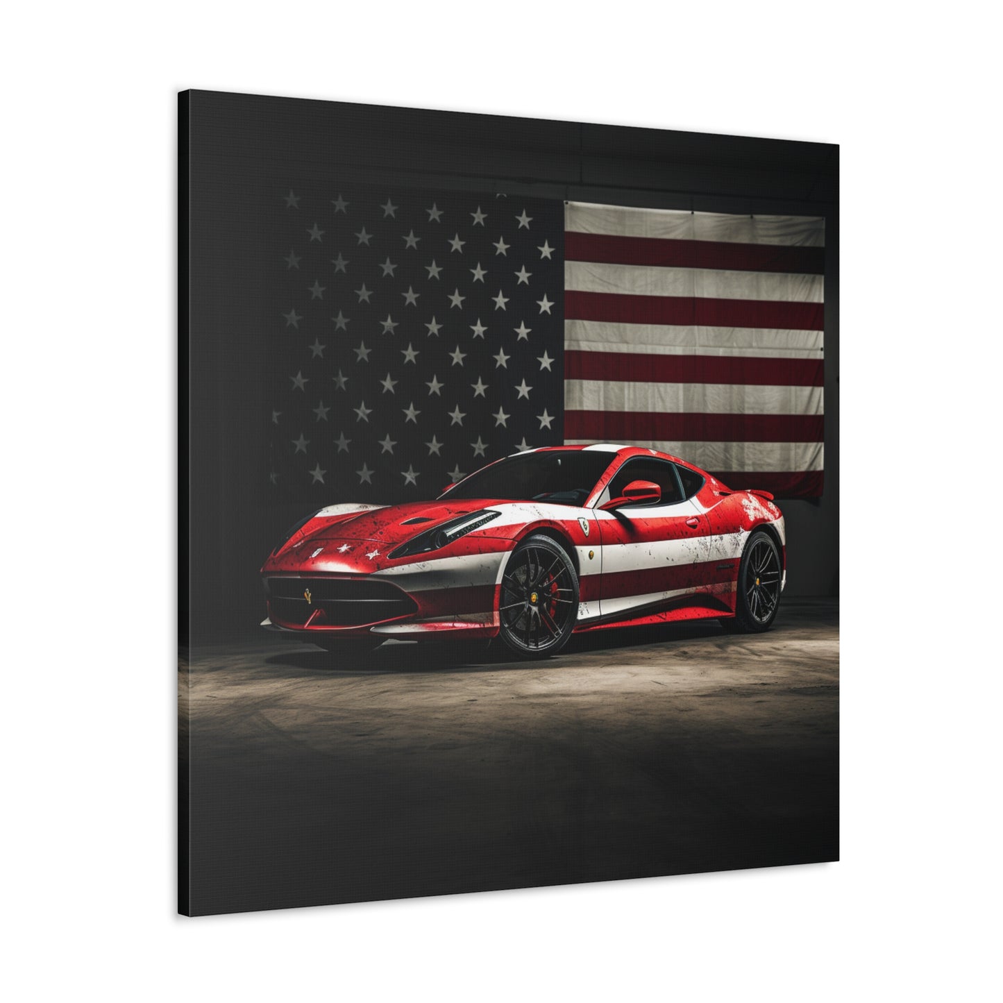 Canvas Gallery Wraps American Flag Background Ferrari 1