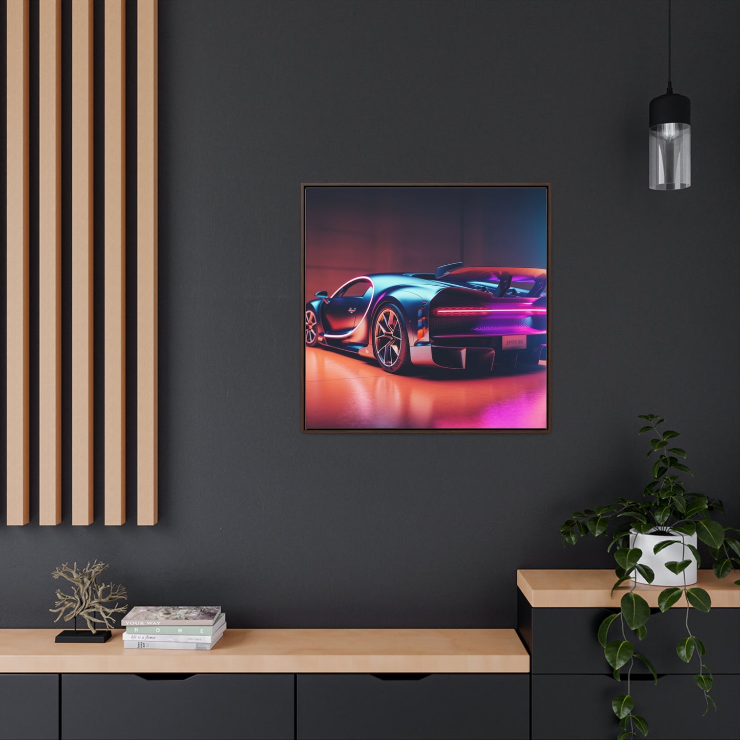 Gallery Canvas Wraps, Square Frame Hyper Bugatti Neon Chiron 2