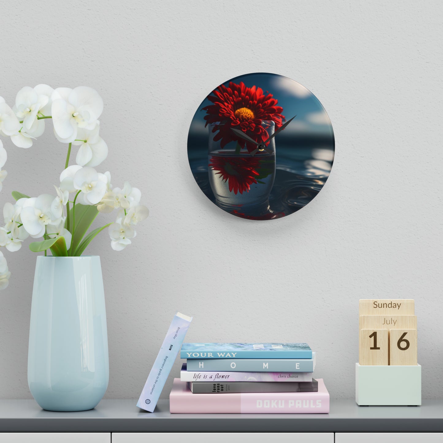 Acrylic Wall Clock Chrysanthemum 3