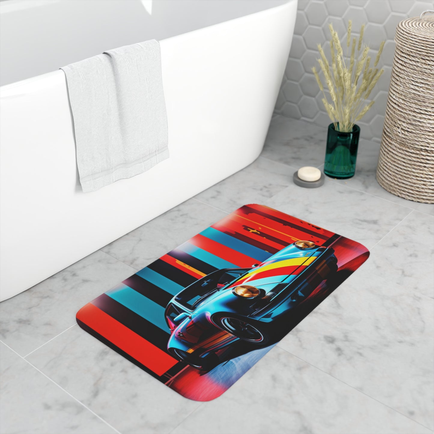 Memory Foam Bath Mat Macro American Flag Porsche 3