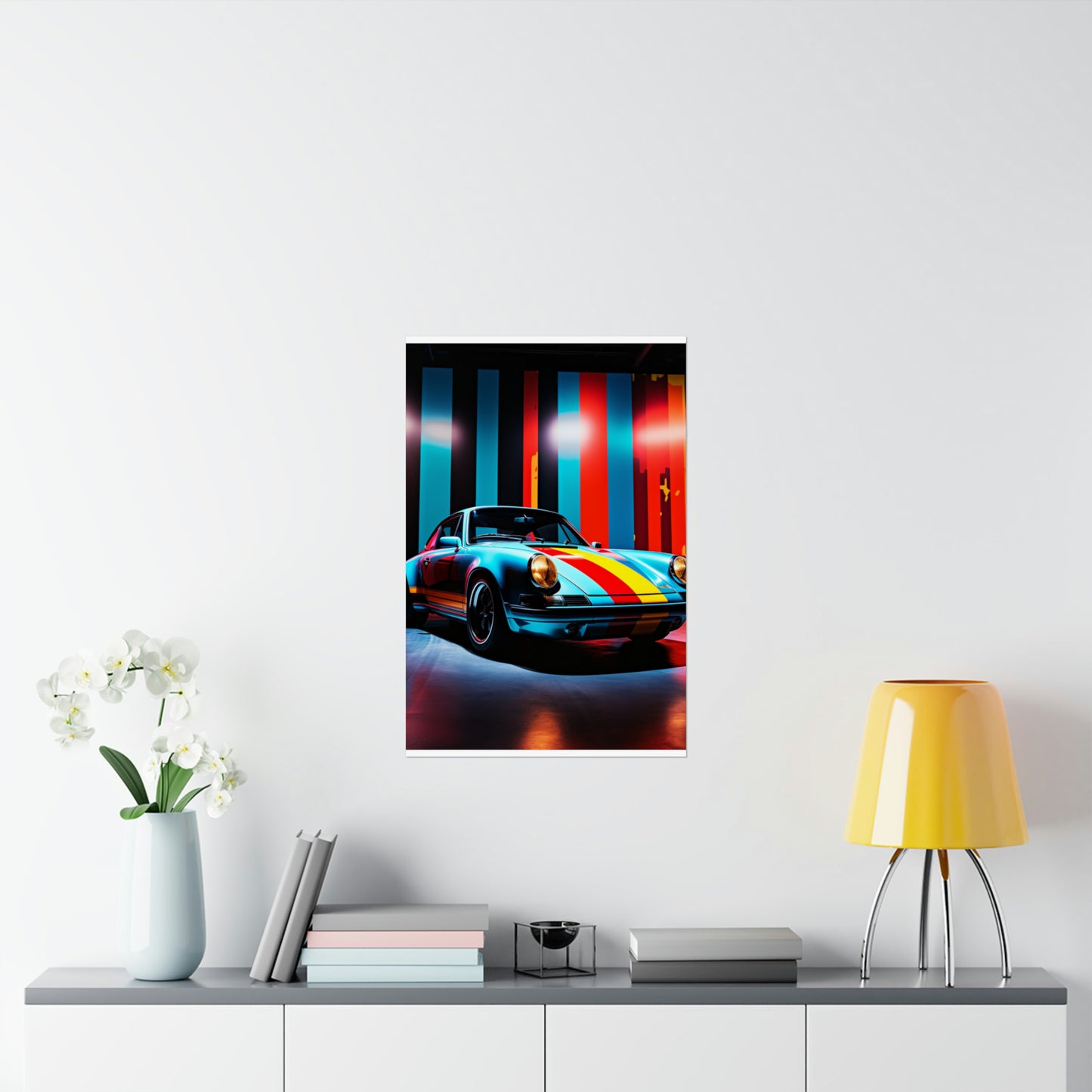 Premium Matte Vertical Posters Macro American Flag Porsche 3