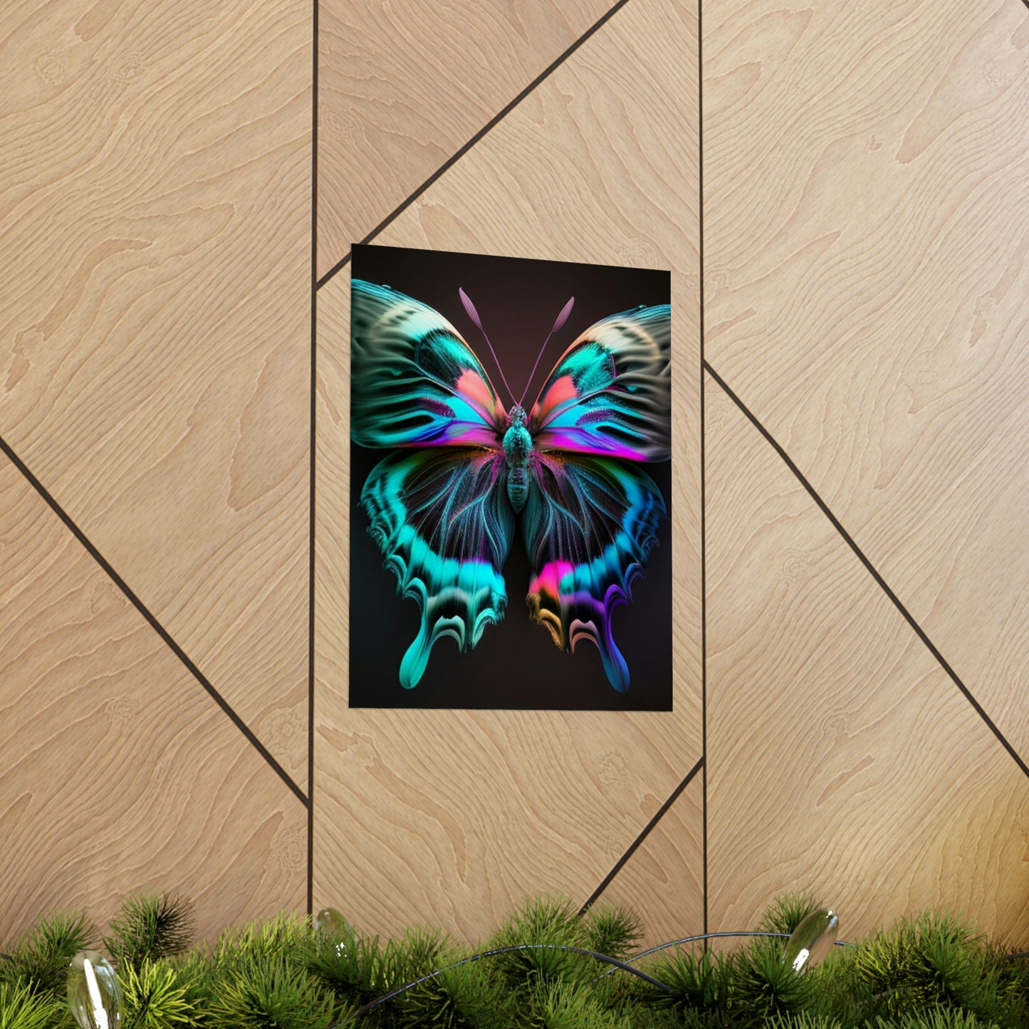 Premium Matte Vertical Posters Neon Butterfly Fusion 3