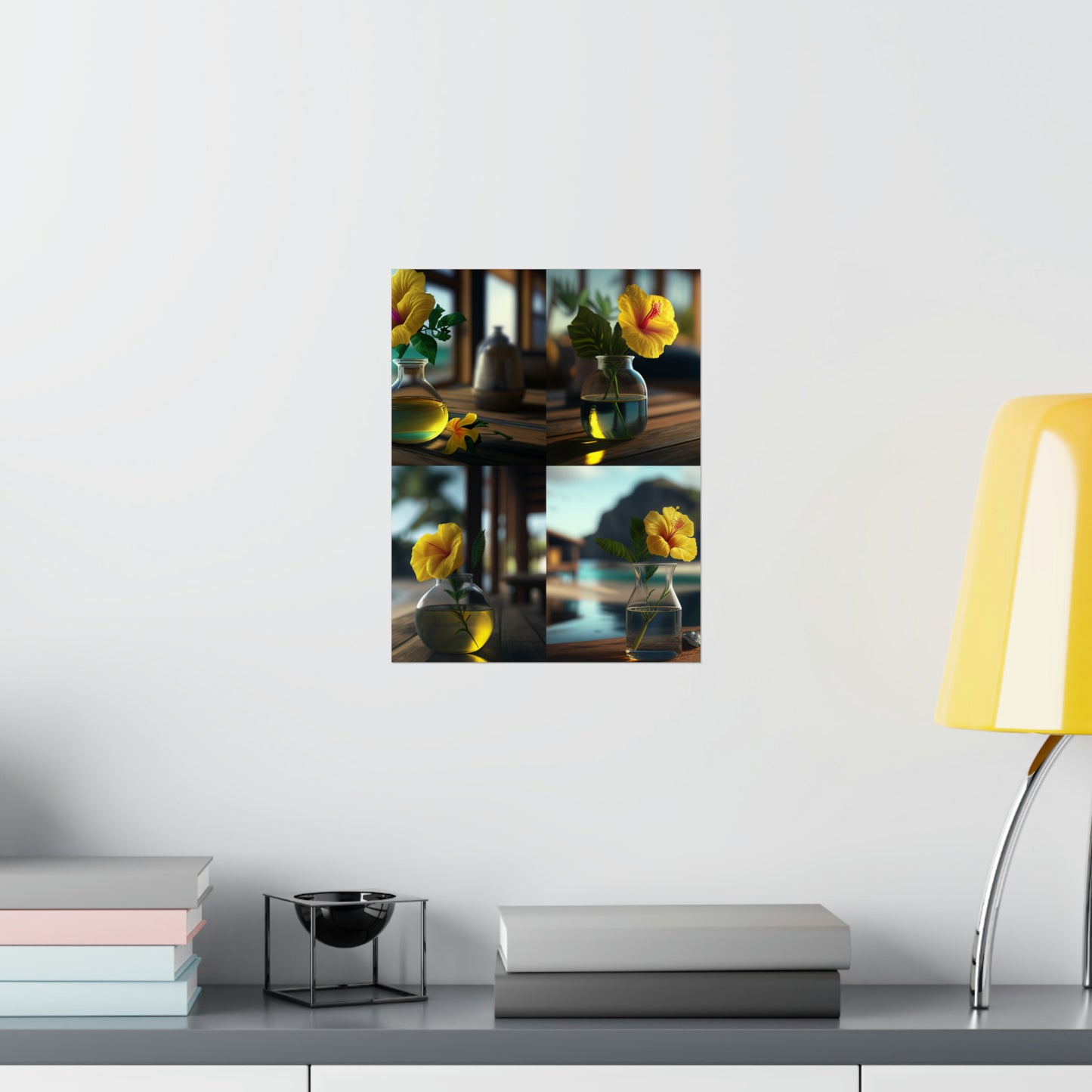 Premium Matte Vertical Posters Yellow Hibiscus Wood 5