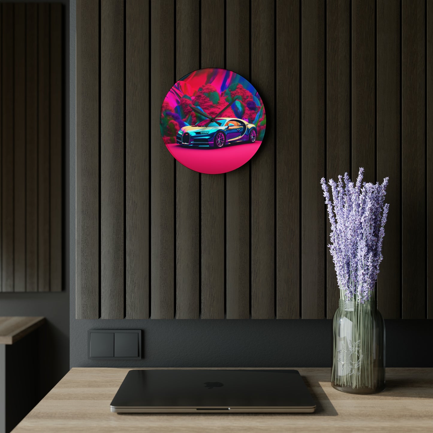 Acrylic Wall Clock Florescent Bugatti Flair 4