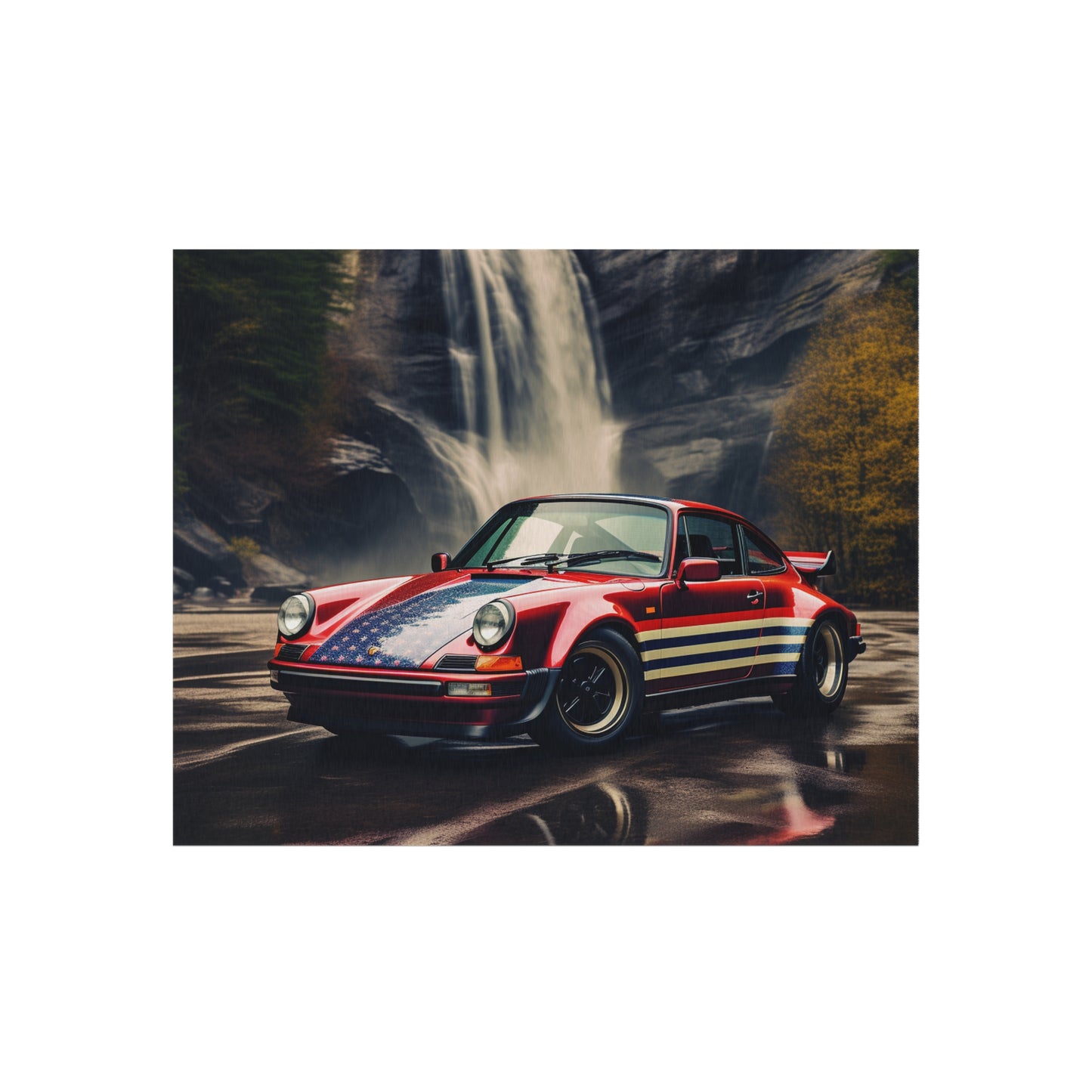 Outdoor Rug  American Flag Porsche Abstract 1