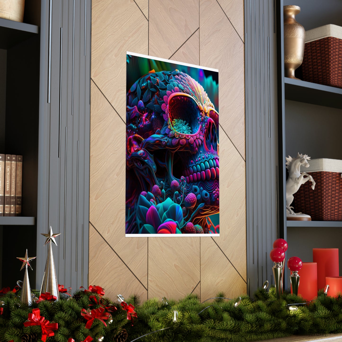 Premium Matte Vertical Posters Florescent Skull Death 3