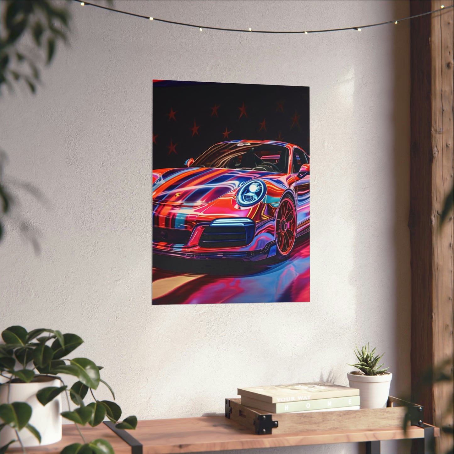 Premium Matte Vertical Posters American Flag Colored Porsche 3