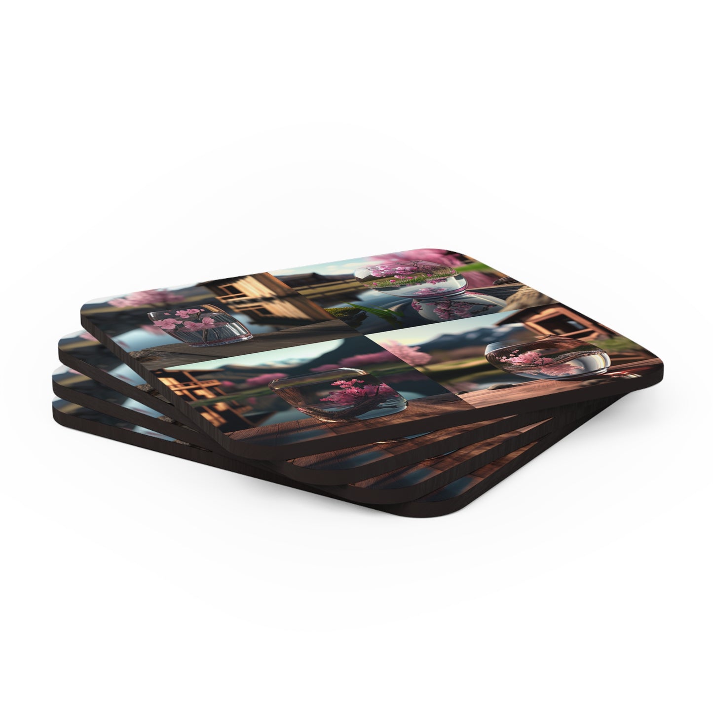 Corkwood Coaster Set Cherry Blossom 5