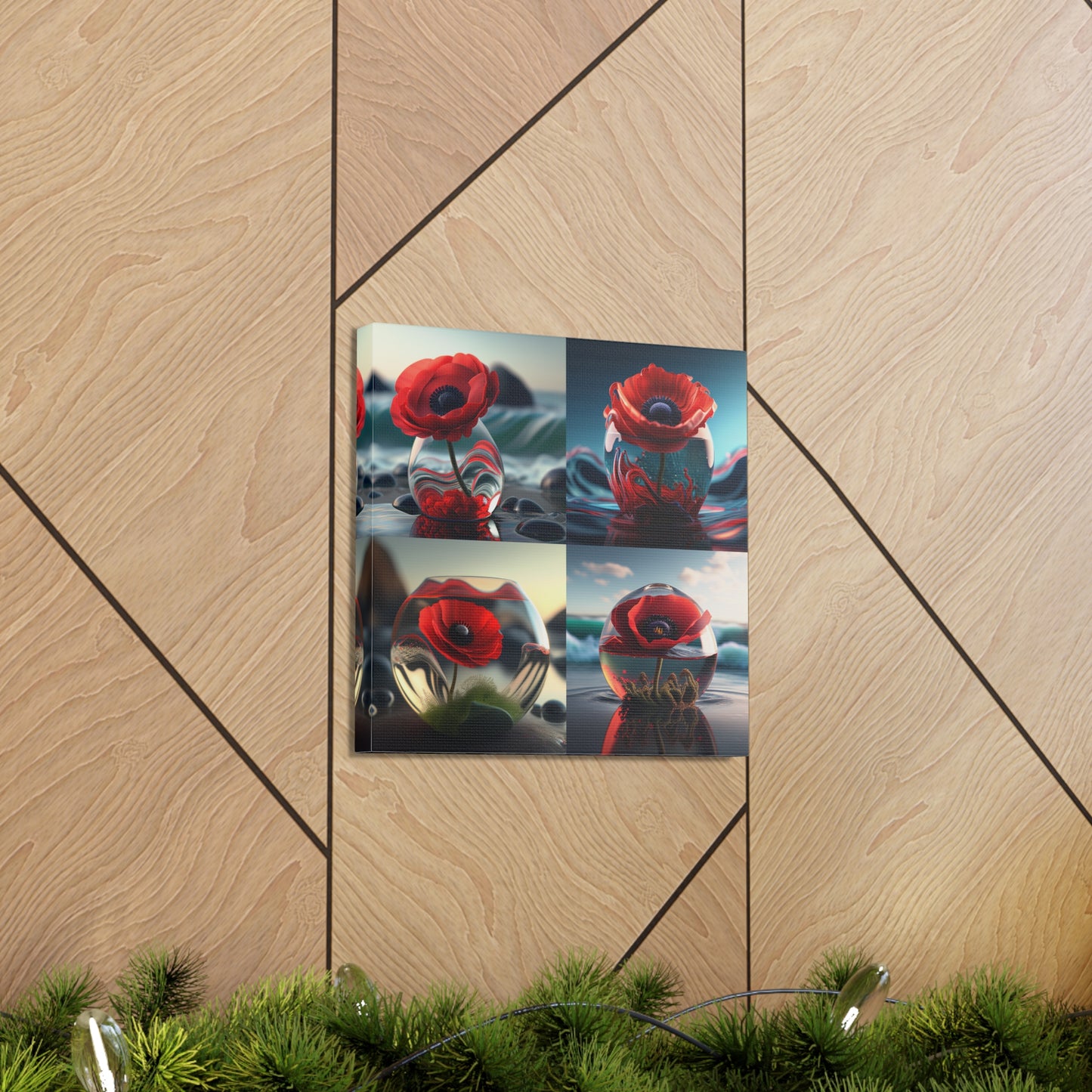 Canvas Gallery Wraps Red Anemone in a Vase 5