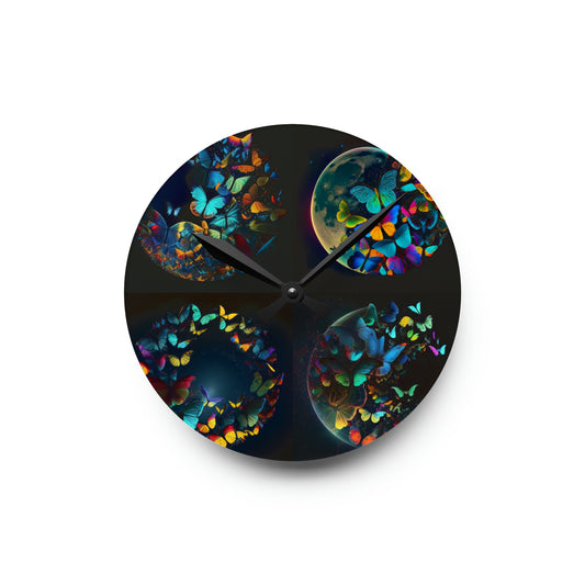 Acrylic Wall Clock Moon Butterfly 5