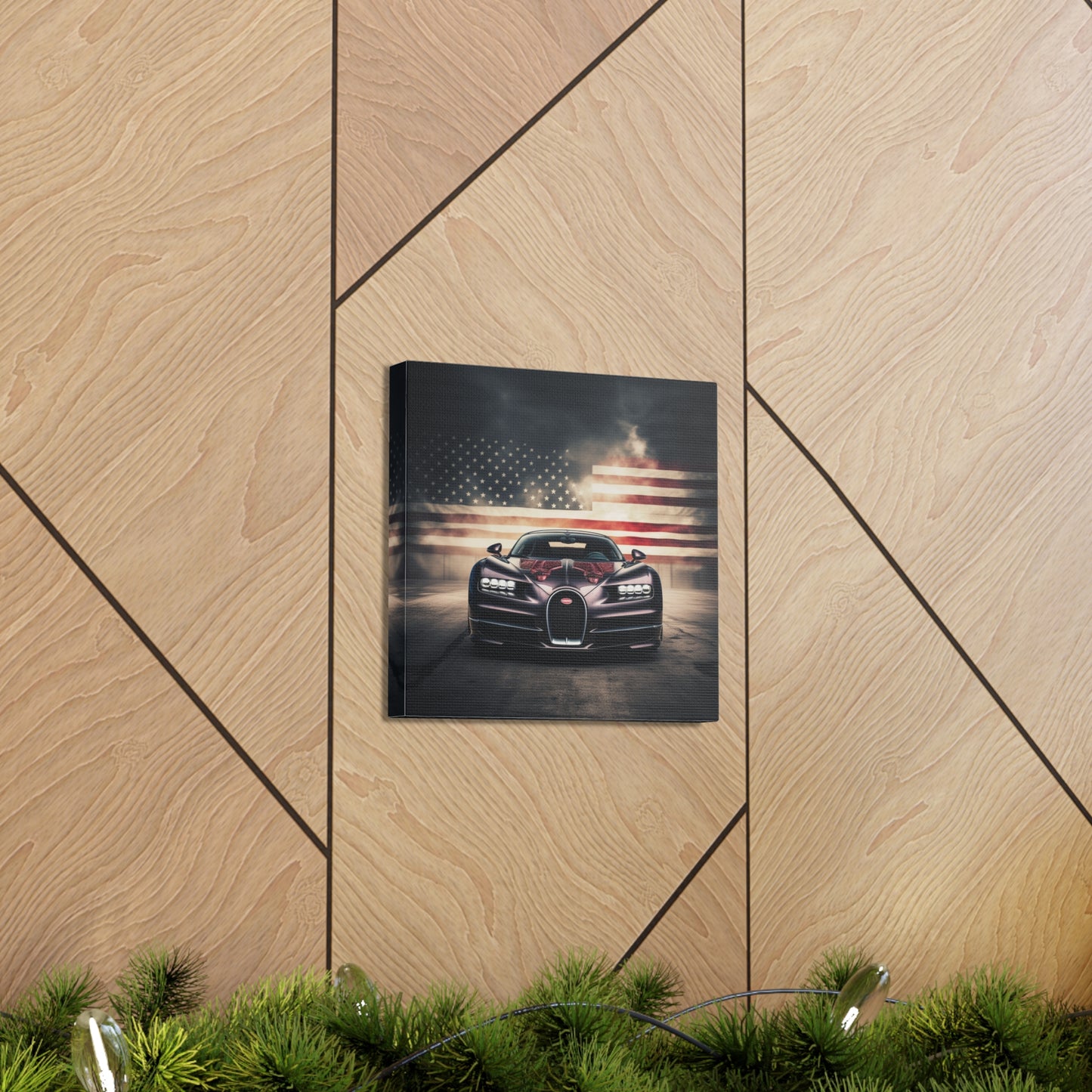 Canvas Gallery Wraps American Flag Background Bugatti 2