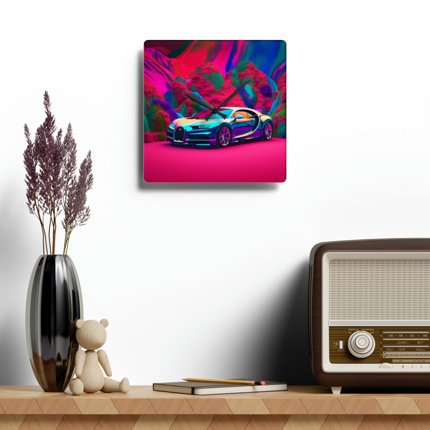 Acrylic Wall Clock Florescent Bugatti Flair 4