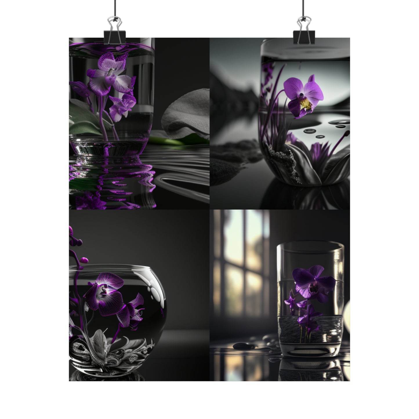 Premium Matte Vertical Posters Purple Orchid Glass vase 5