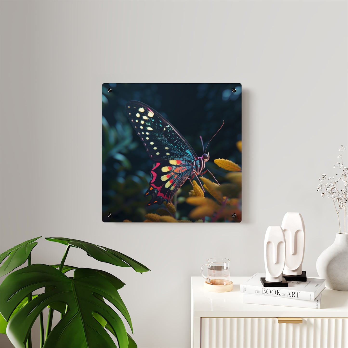 Acrylic Wall Art Panels Hyper Colorful Butterfly Macro 2