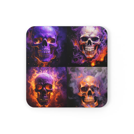 Corkwood Coaster Set Skull Flames 5