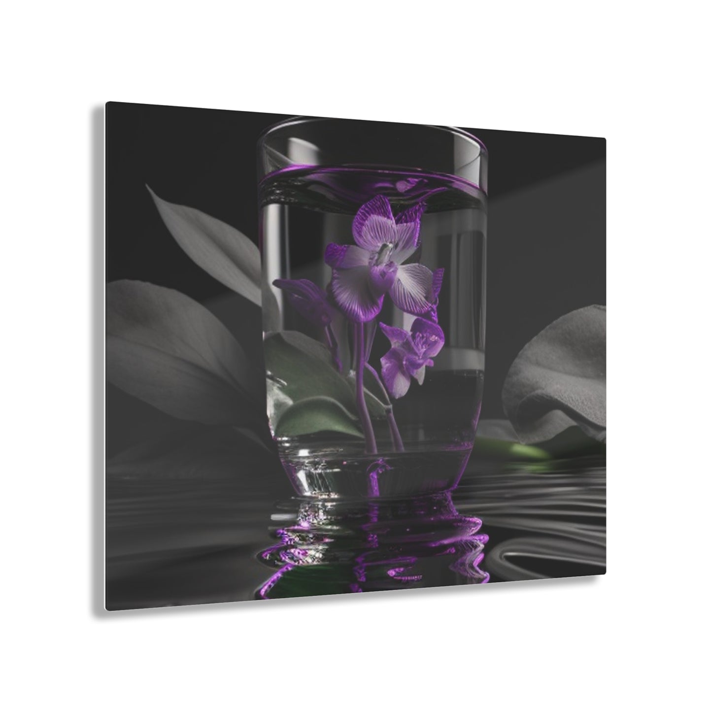 Acrylic Prints Purple Orchid Glass vase 1