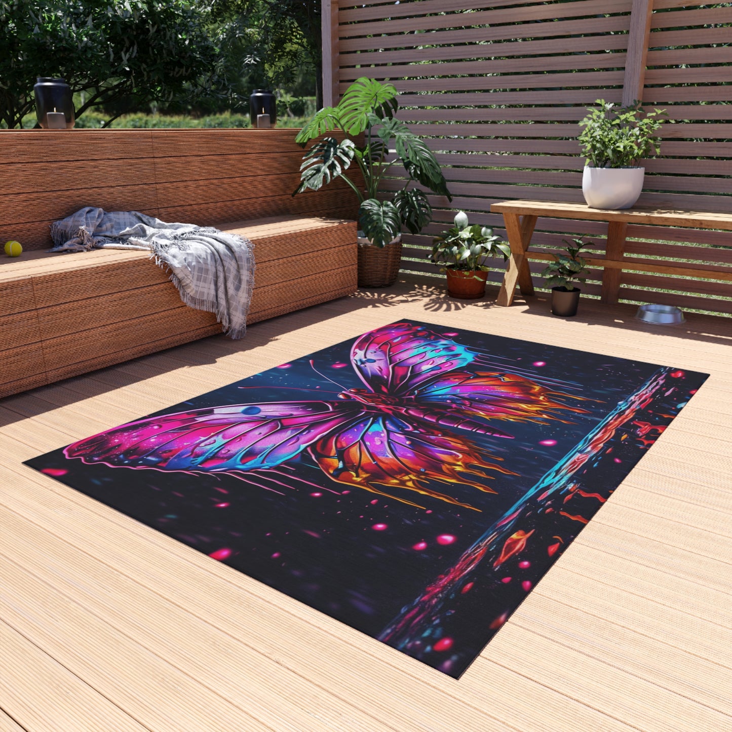 Outdoor Rug  Pink Butterfly Flair 2