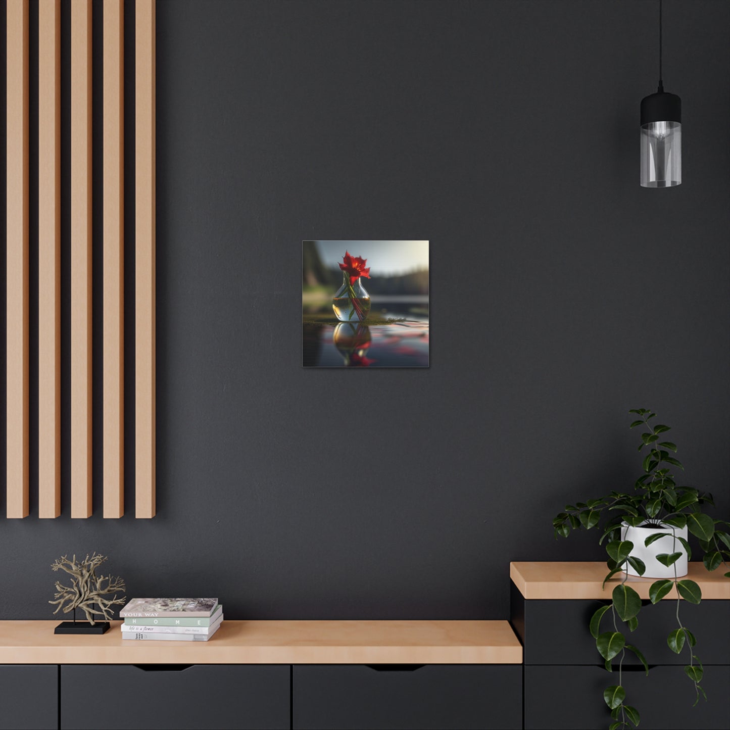 Canvas Gallery Wraps Red Lily in a Glass vase 3