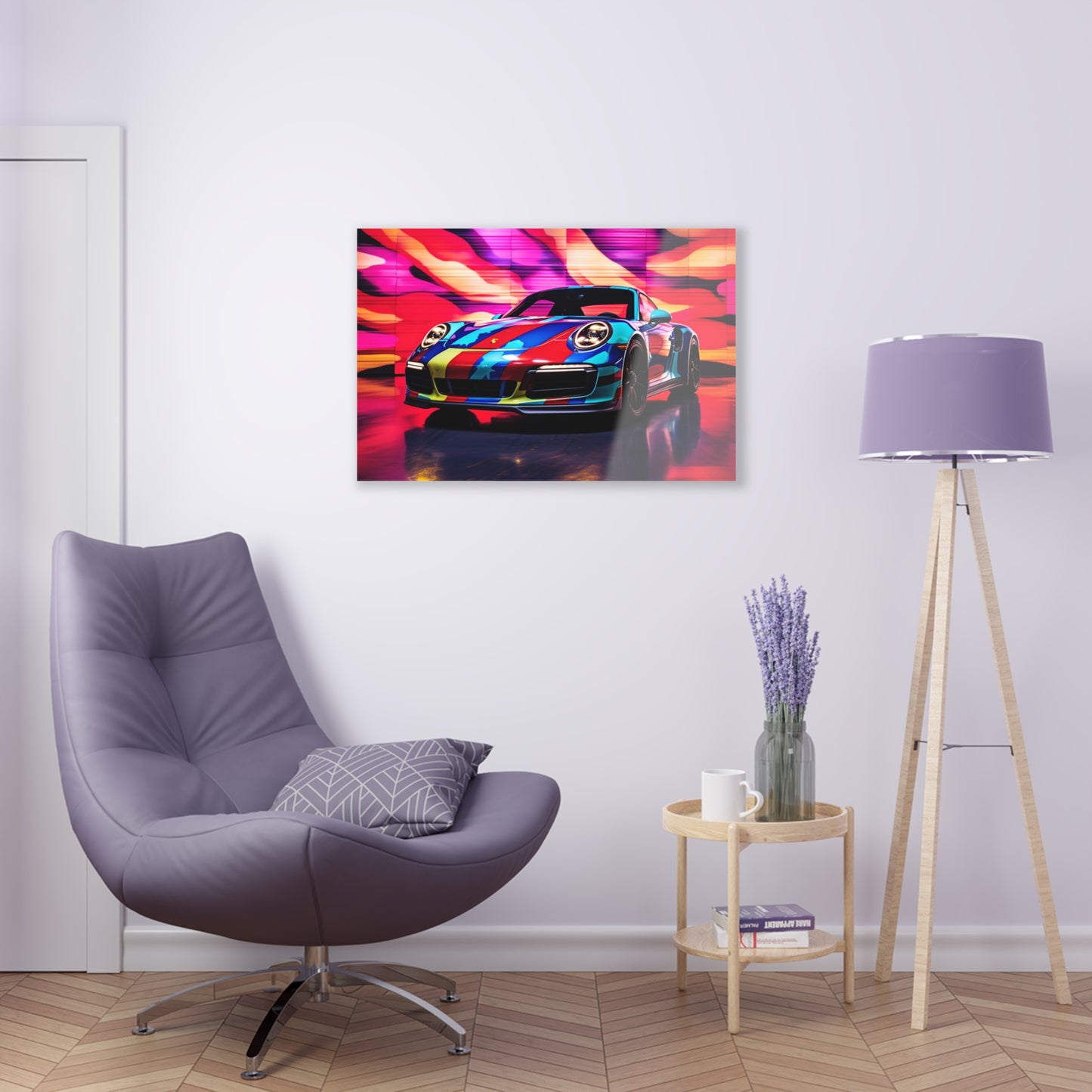 Acrylic Prints Macro American Flag Porsche 1