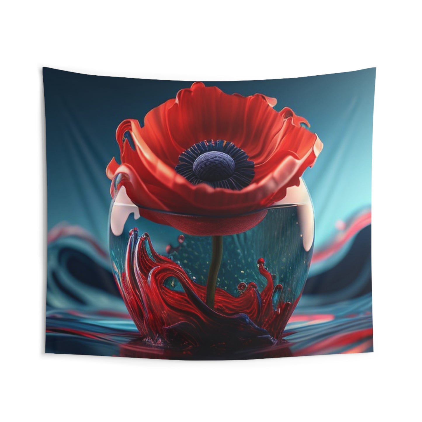 Indoor Wall Tapestries Red Anemone in a Vase 2
