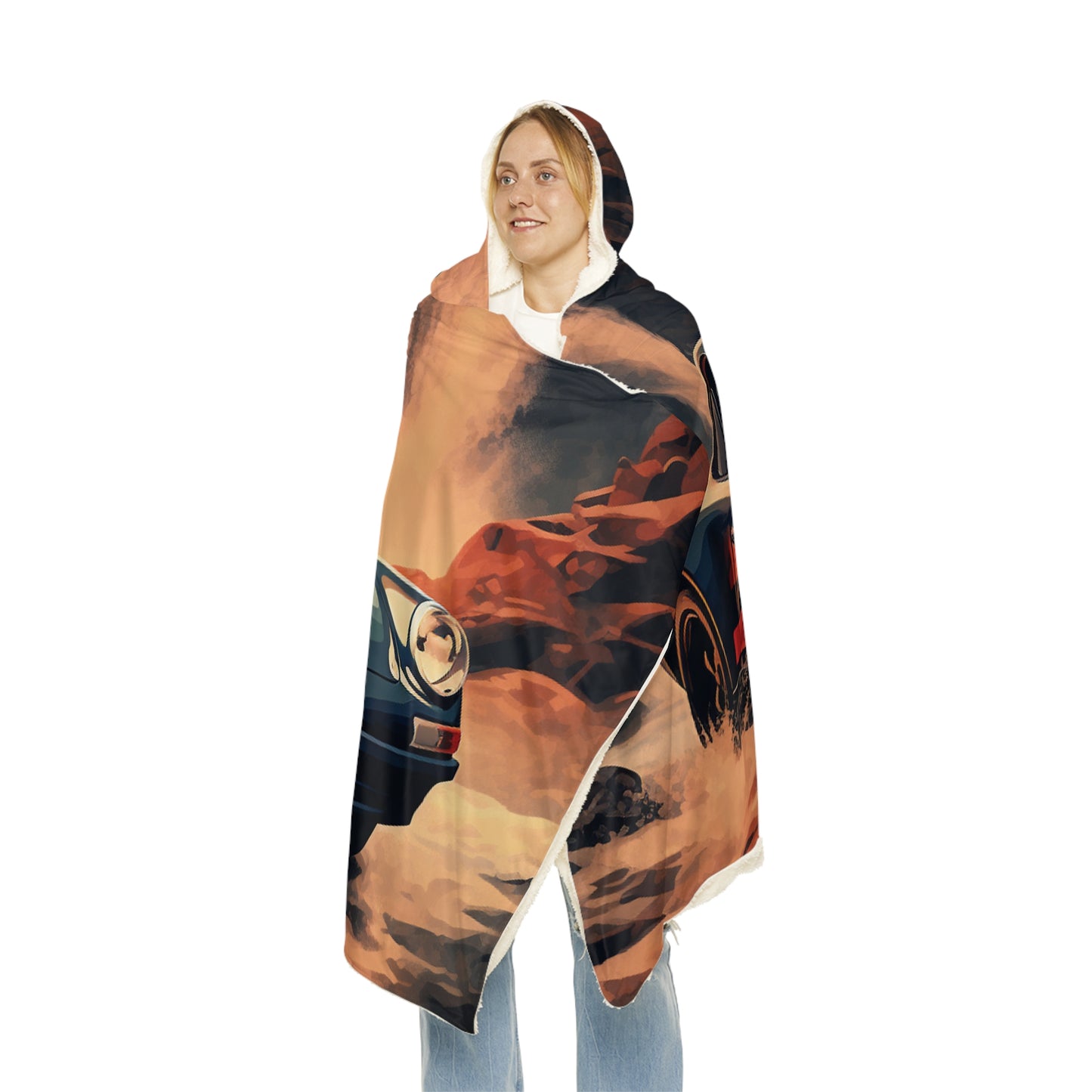 Snuggle Hooded Blanket American Flag Porsche Abstract 3