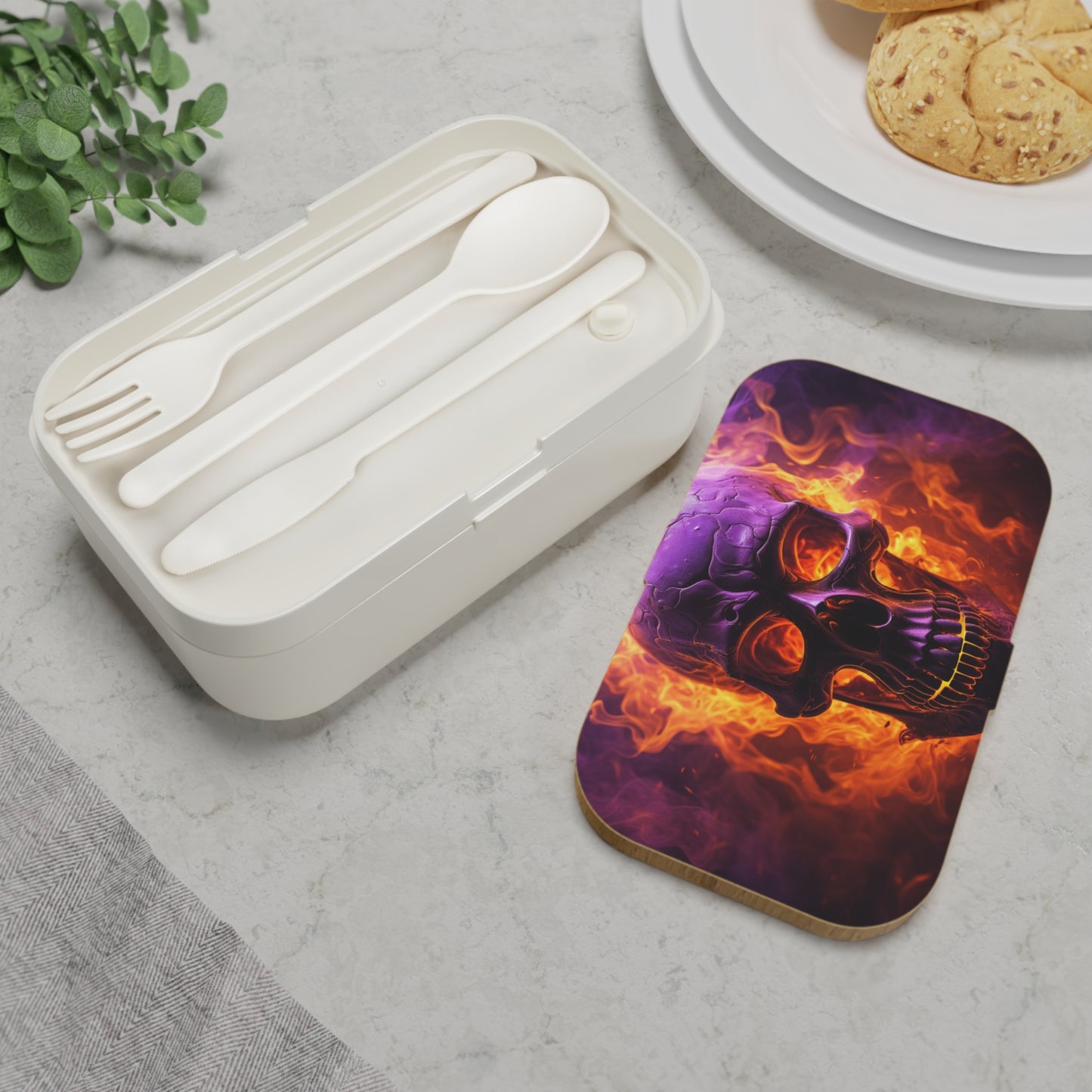 Bento Lunch Box Skull Flames 3