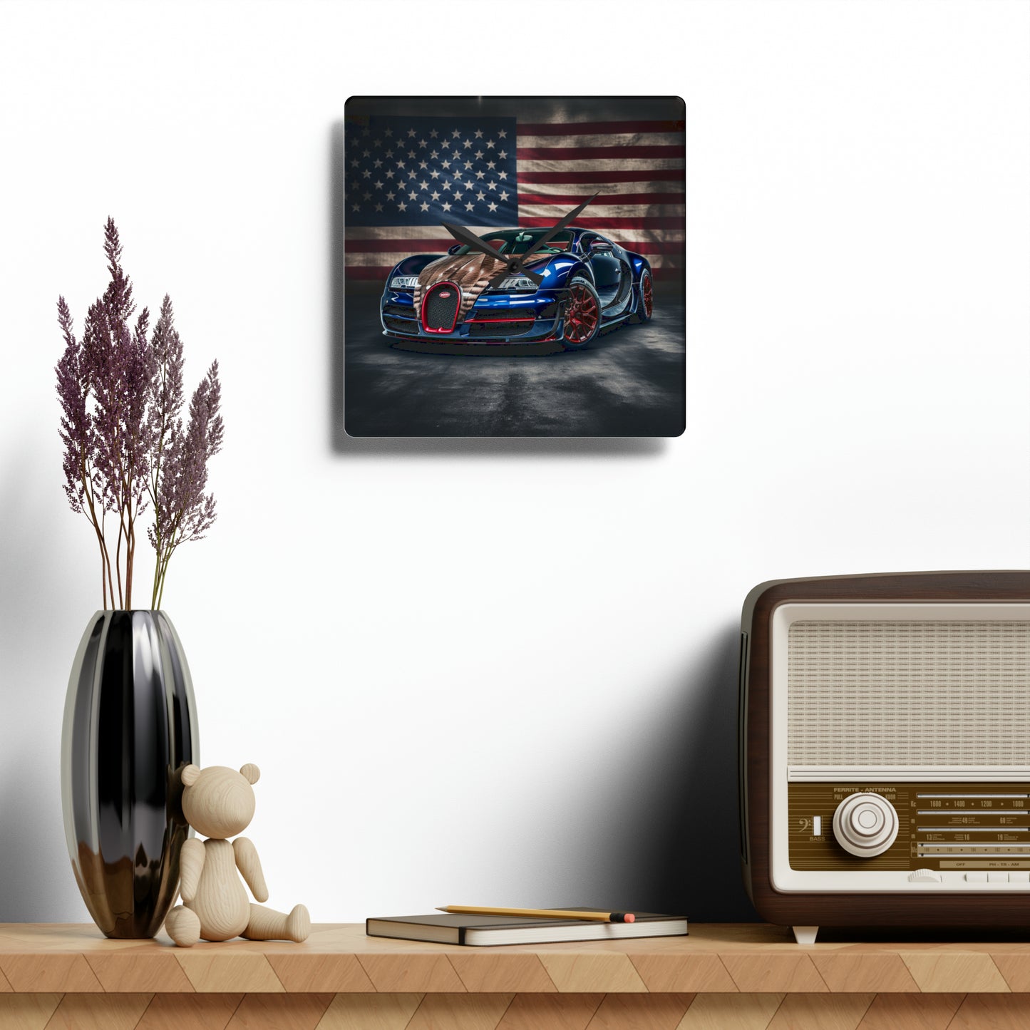 Acrylic Wall Clock Bugatti American Flag 4