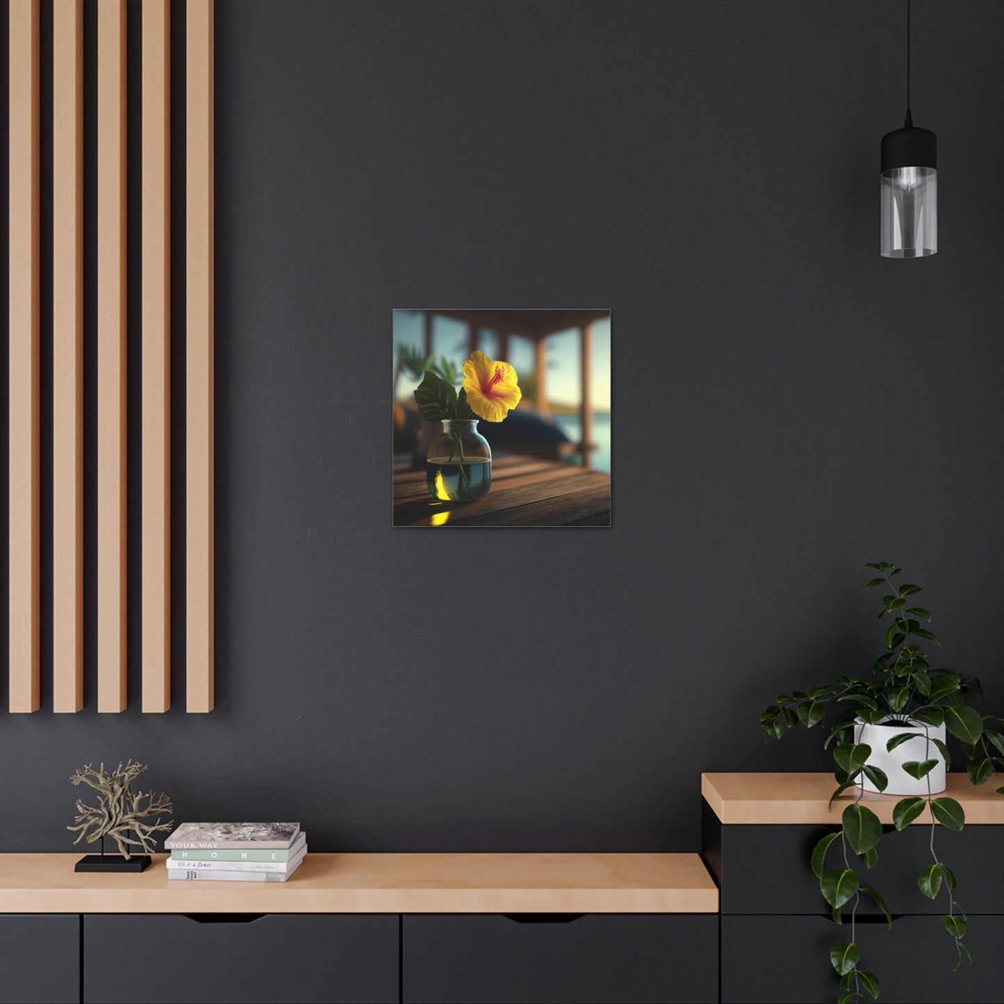 Canvas Gallery Wraps Yellow Hibiscus Wood 2