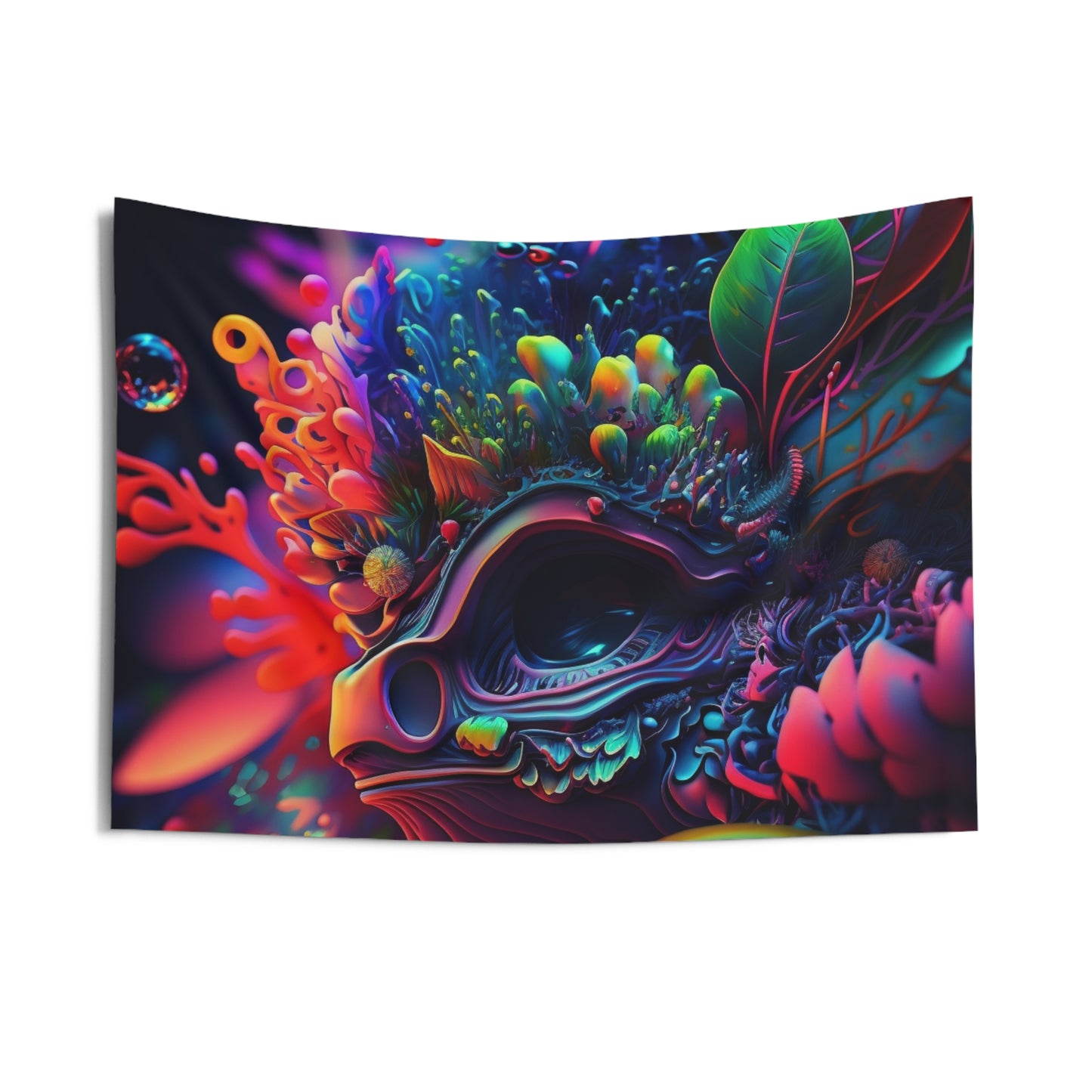 Indoor Wall Tapestries Florescent Skull Death 2