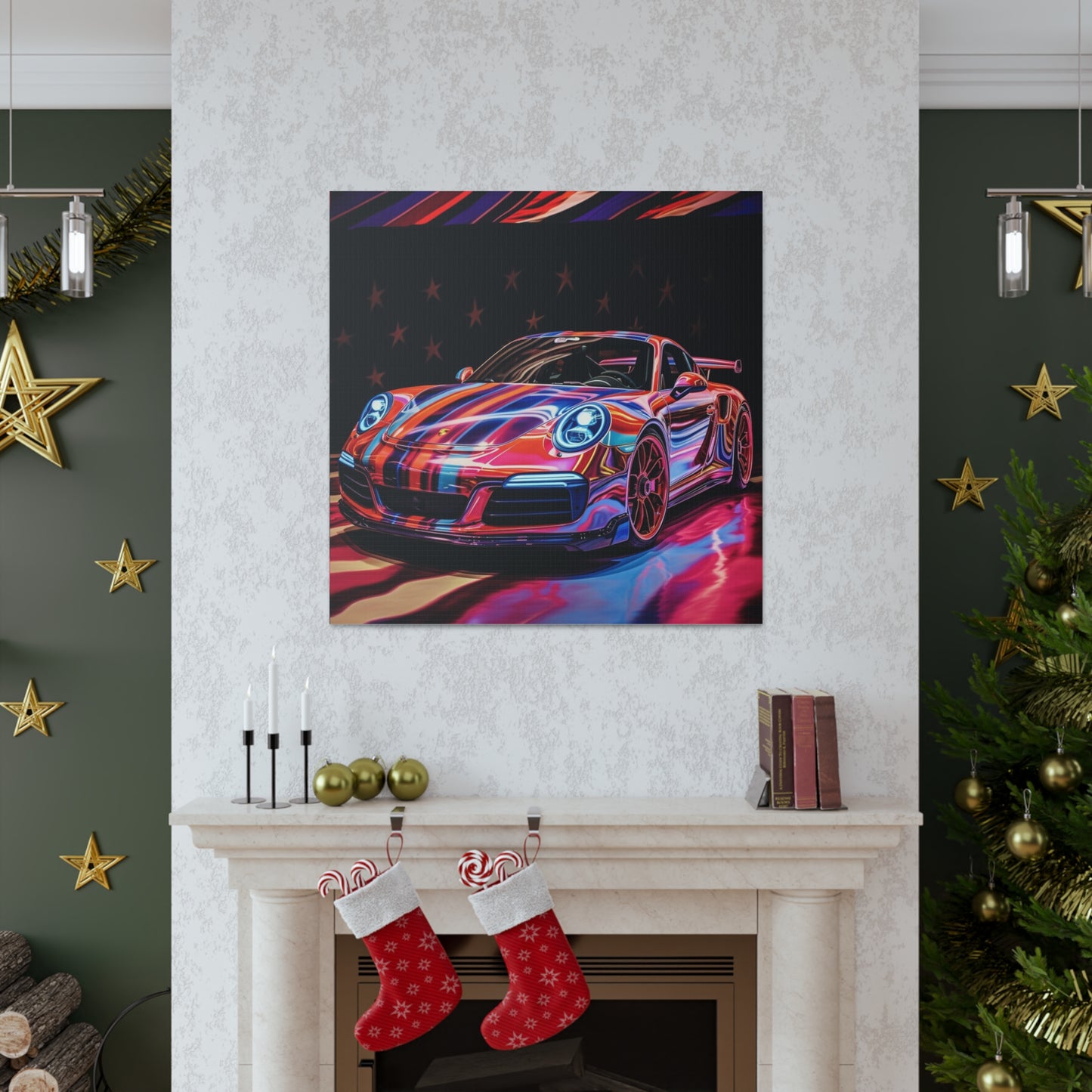 Canvas Gallery Wraps American Flag Colored Porsche 4