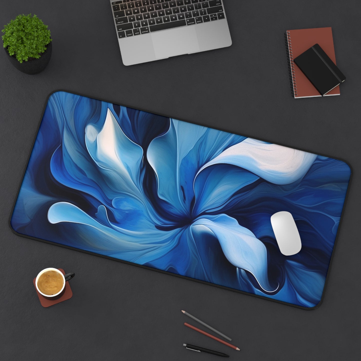 Desk Mat Abstract Blue Tulip 4