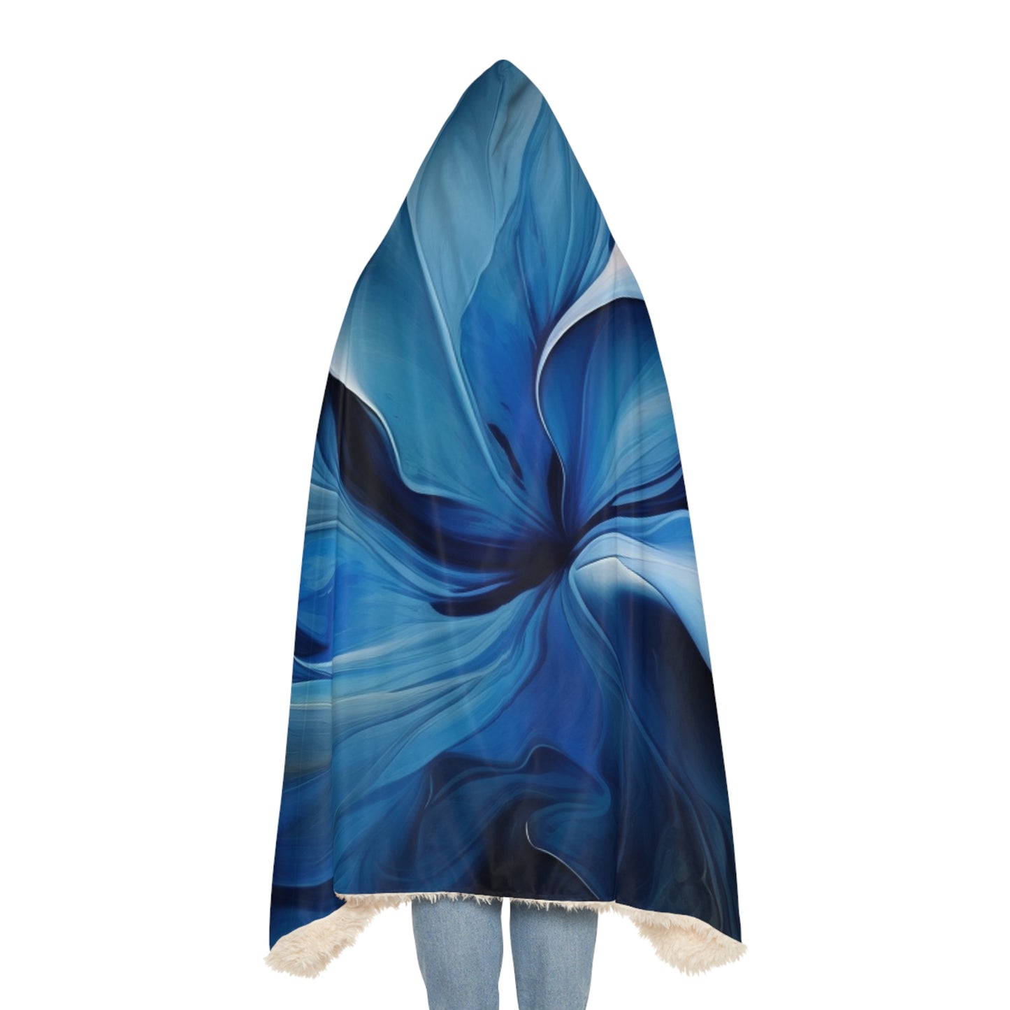 Snuggle Hooded Blanket Abstract Blue Tulip 4