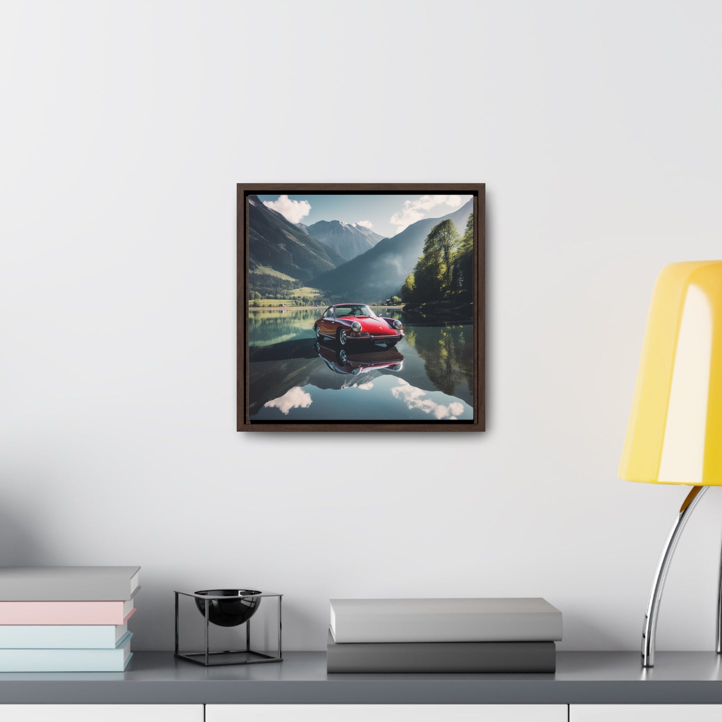 Gallery Canvas Wraps, Square Frame Porsche Lake 3