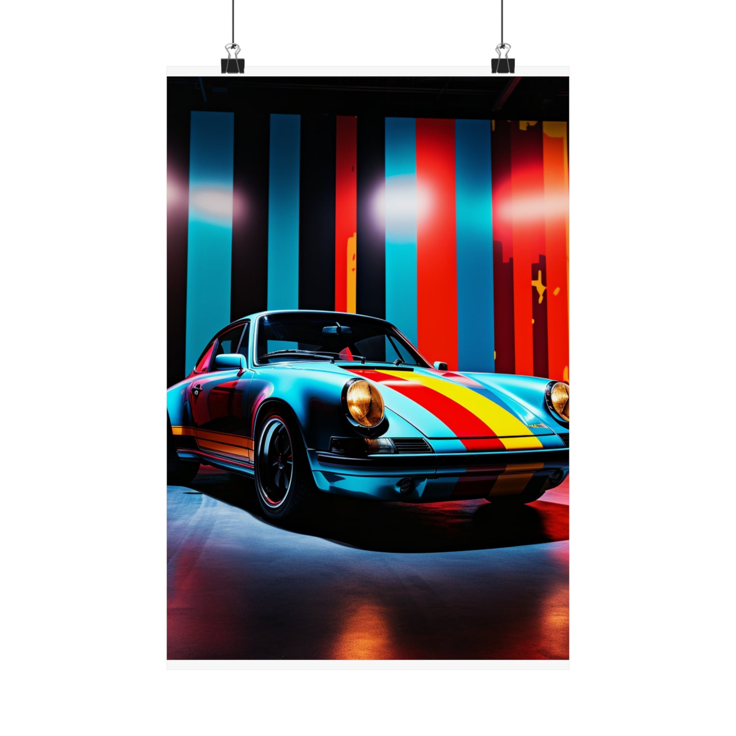 Premium Matte Vertical Posters Macro American Flag Porsche 3