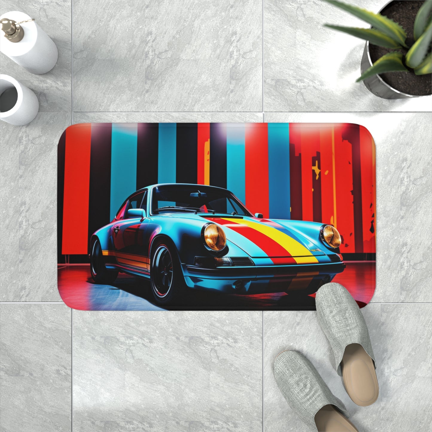 Memory Foam Bath Mat Macro American Flag Porsche 3