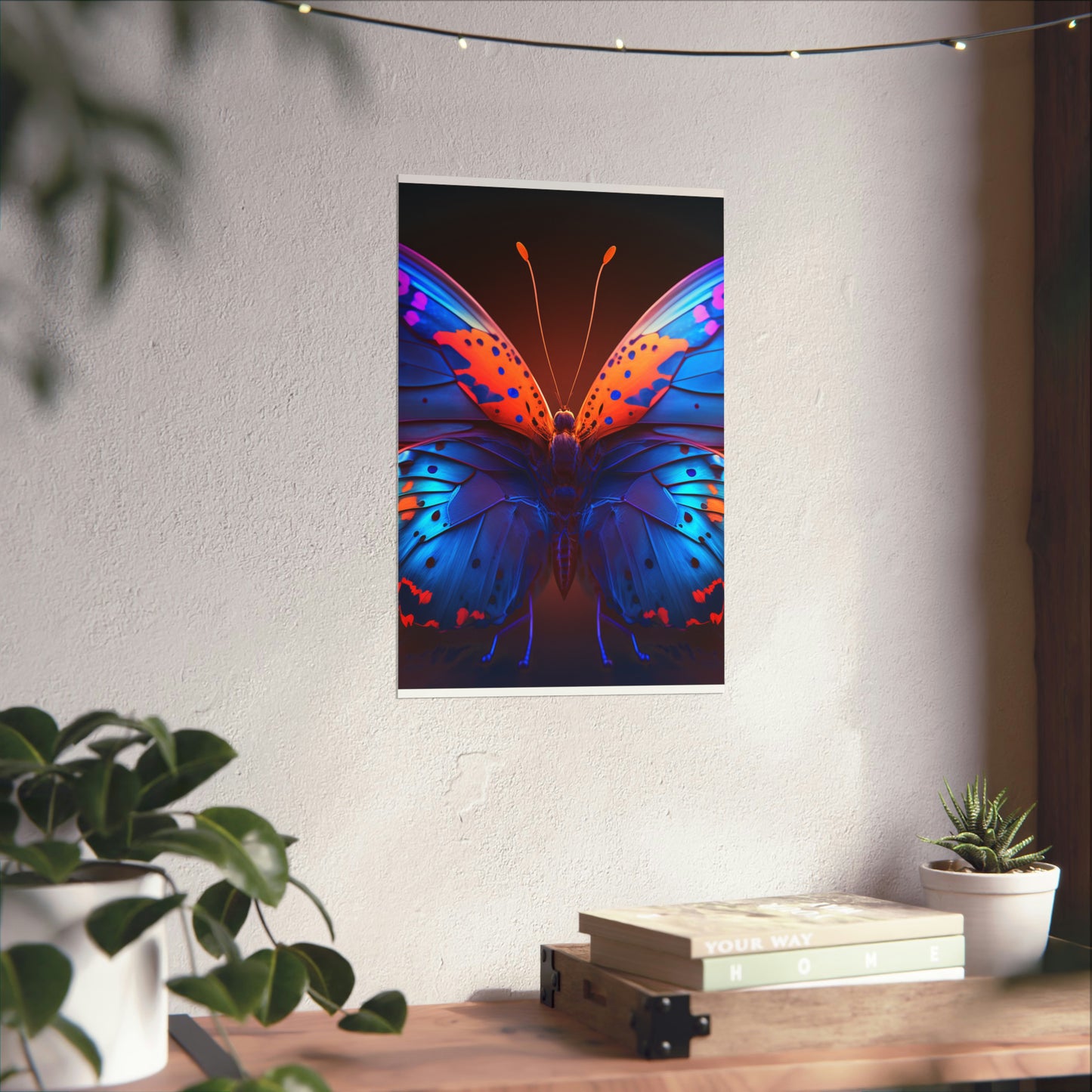 Premium Matte Vertical Posters Neon Butterfly Macro 3