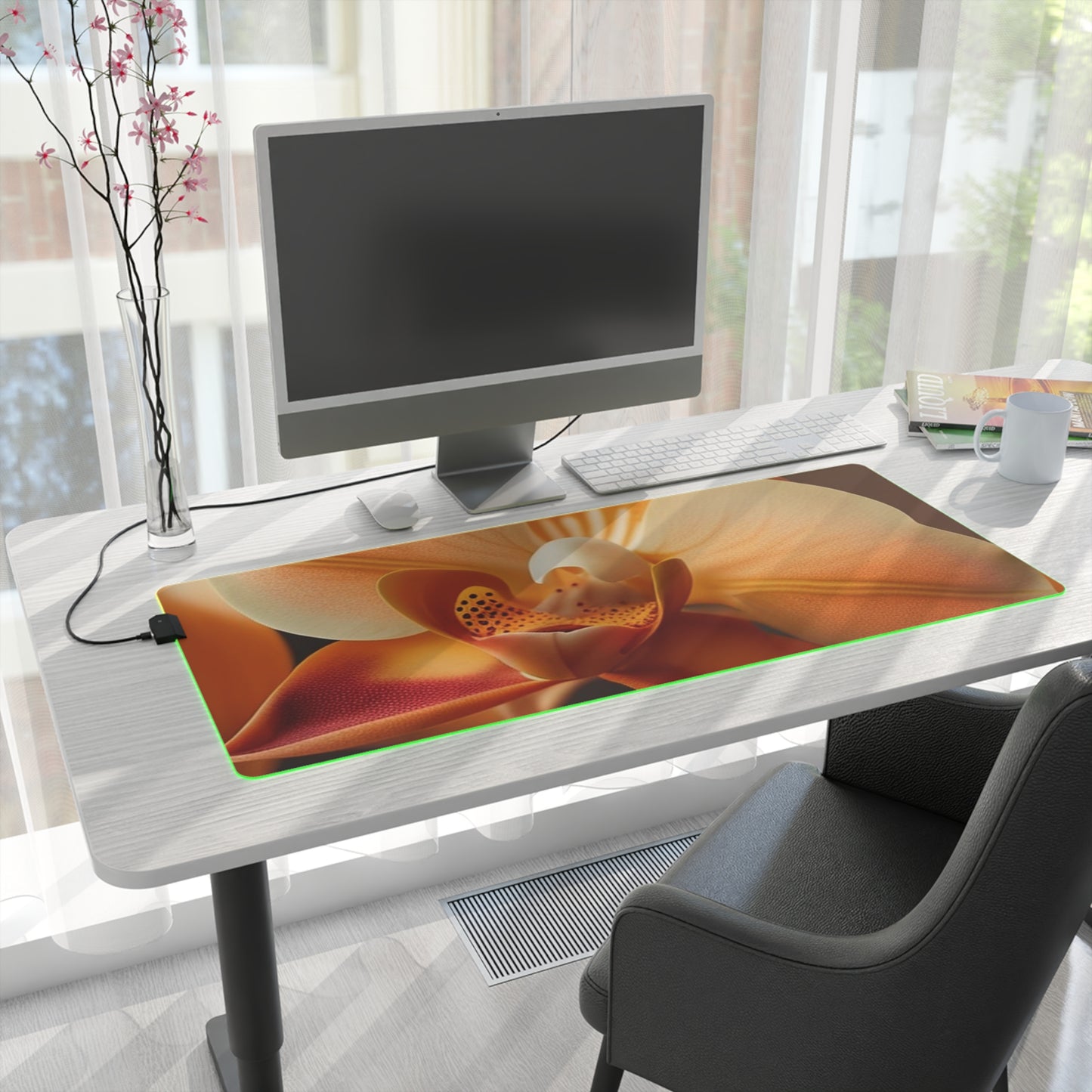 LED Gaming Mouse Pad Orange Orchid 3