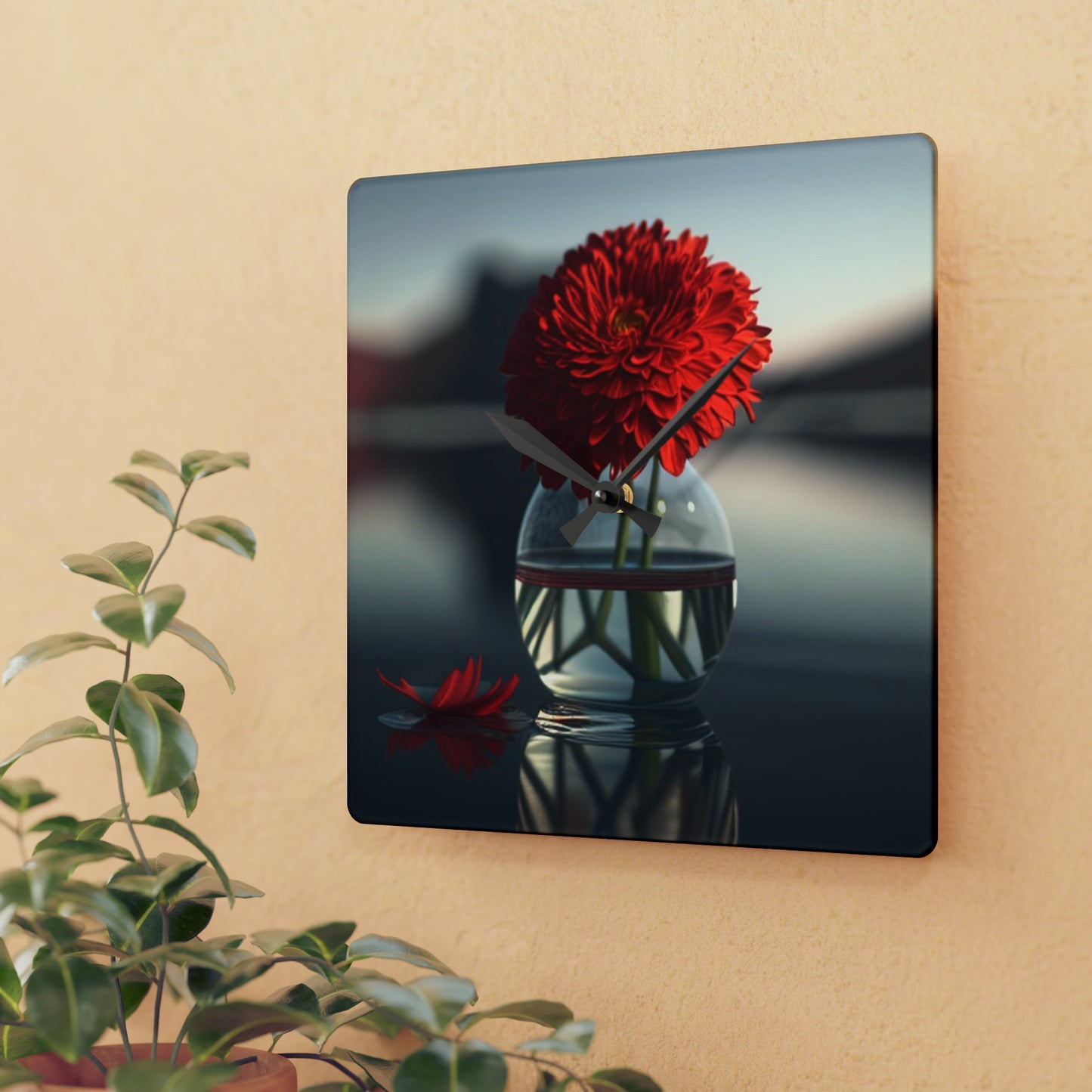 Acrylic Wall Clock Chrysanthemum 2