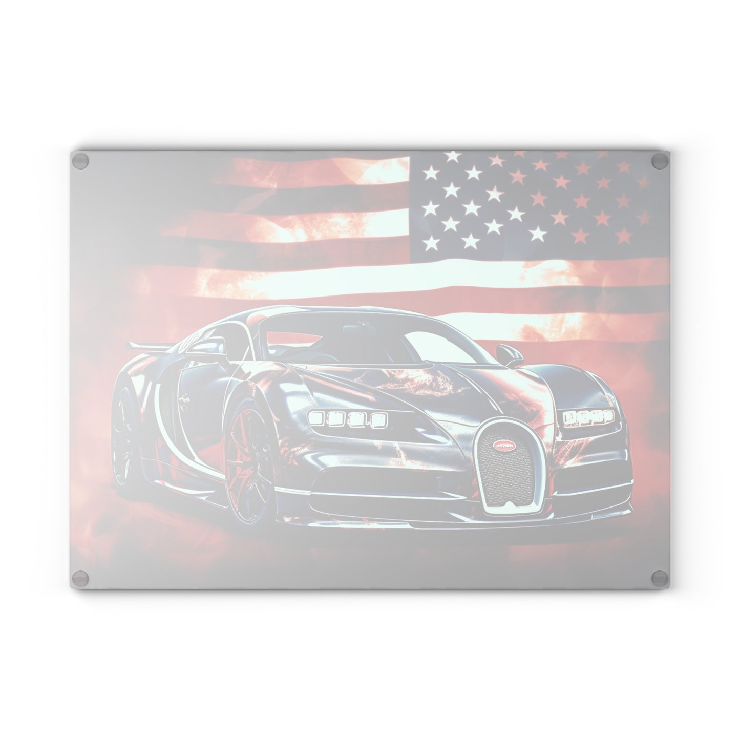 Glass Cutting Board Abstract American Flag Background Bugatti 4