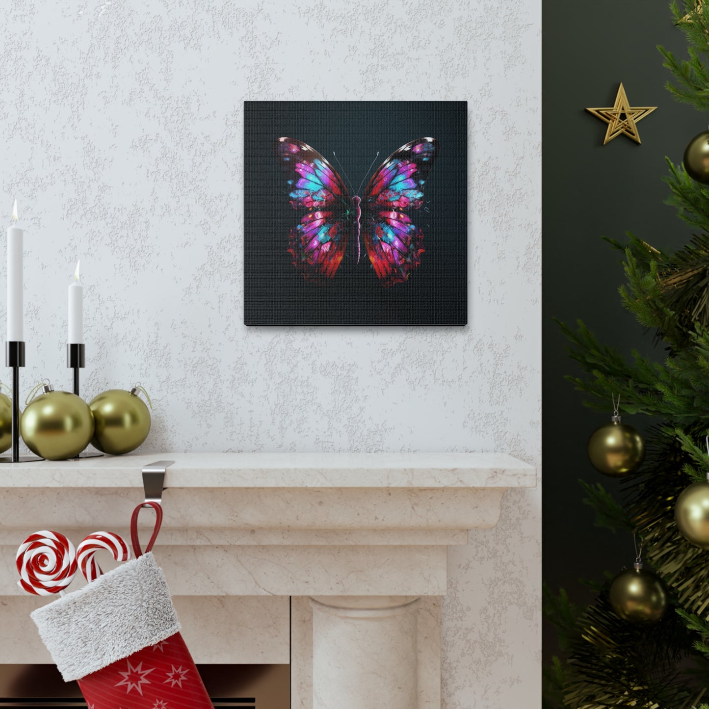 Canvas Gallery Wraps Hyper Colorful Butterfly Macro 3