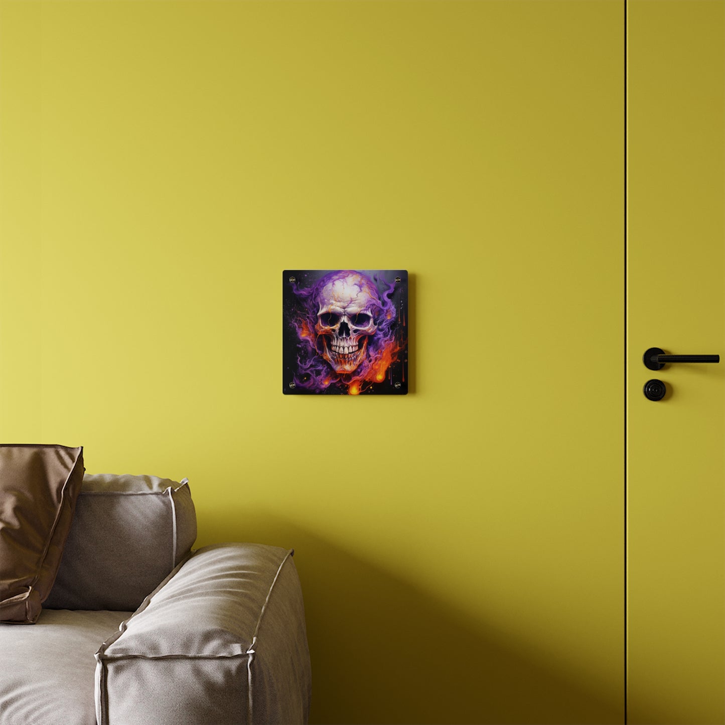 Acrylic Wall Art Panels Skull Flames 2