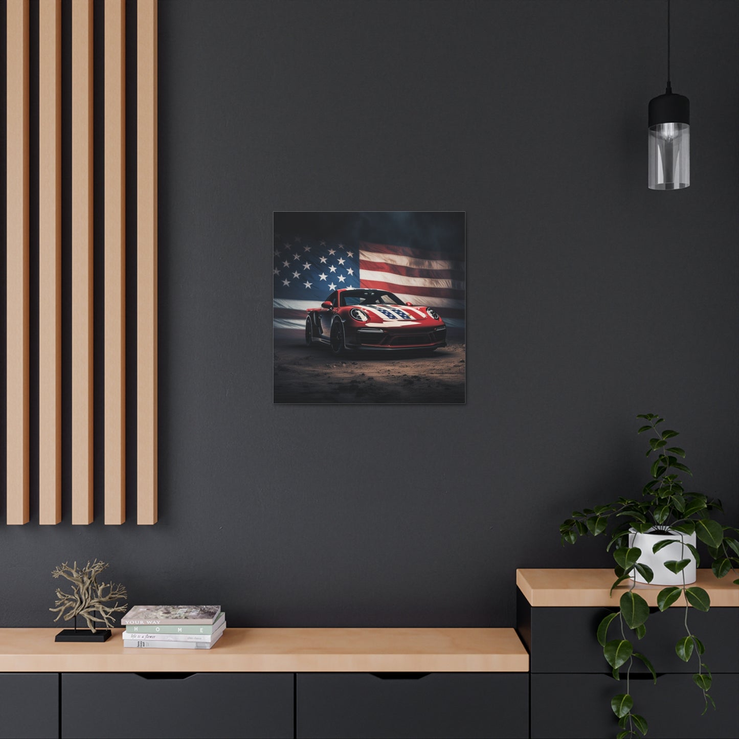 Canvas Gallery Wraps American Flag Background Porsche 3